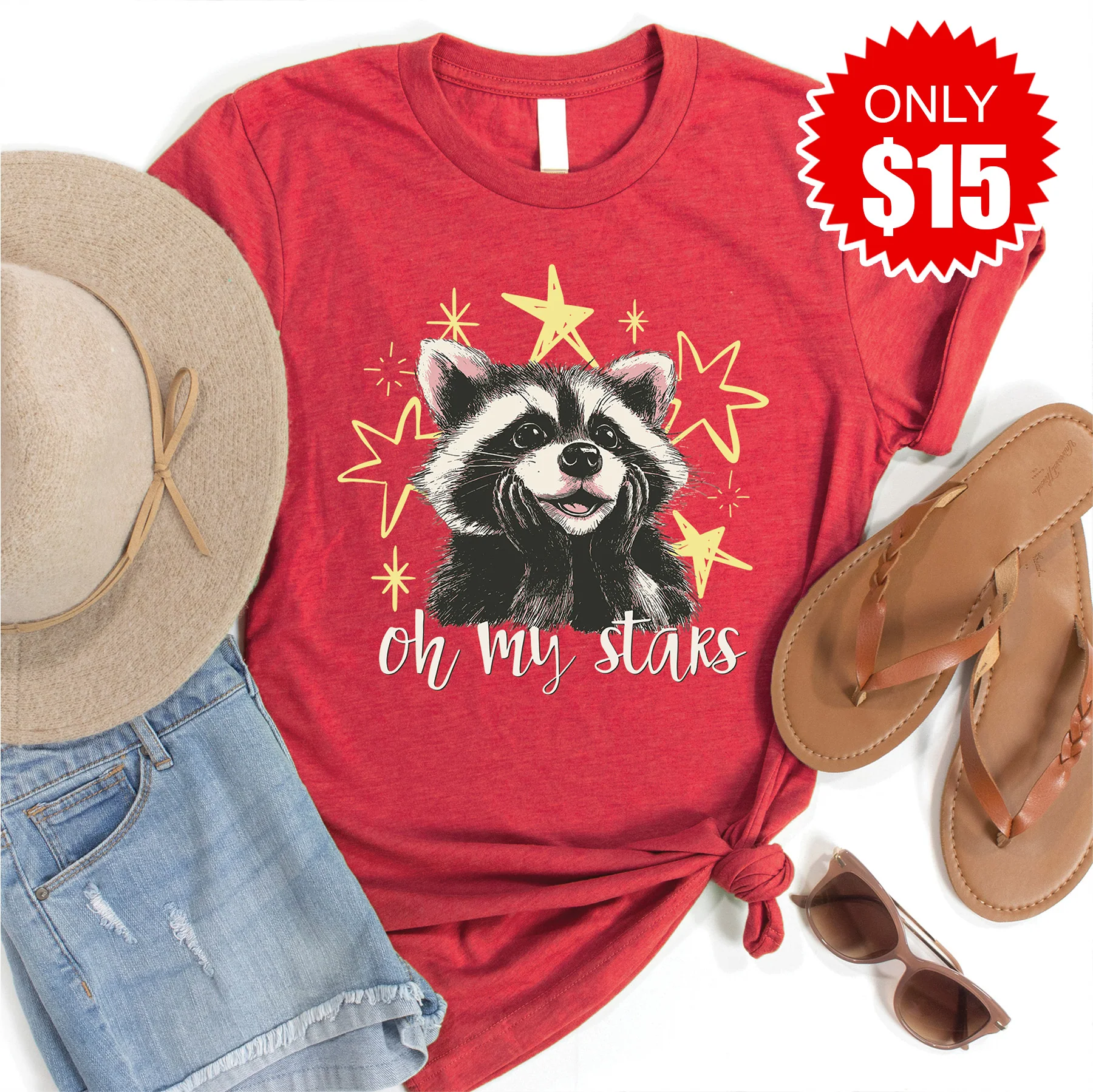 Oh My Stars Tee - Heather Scarlet - 15