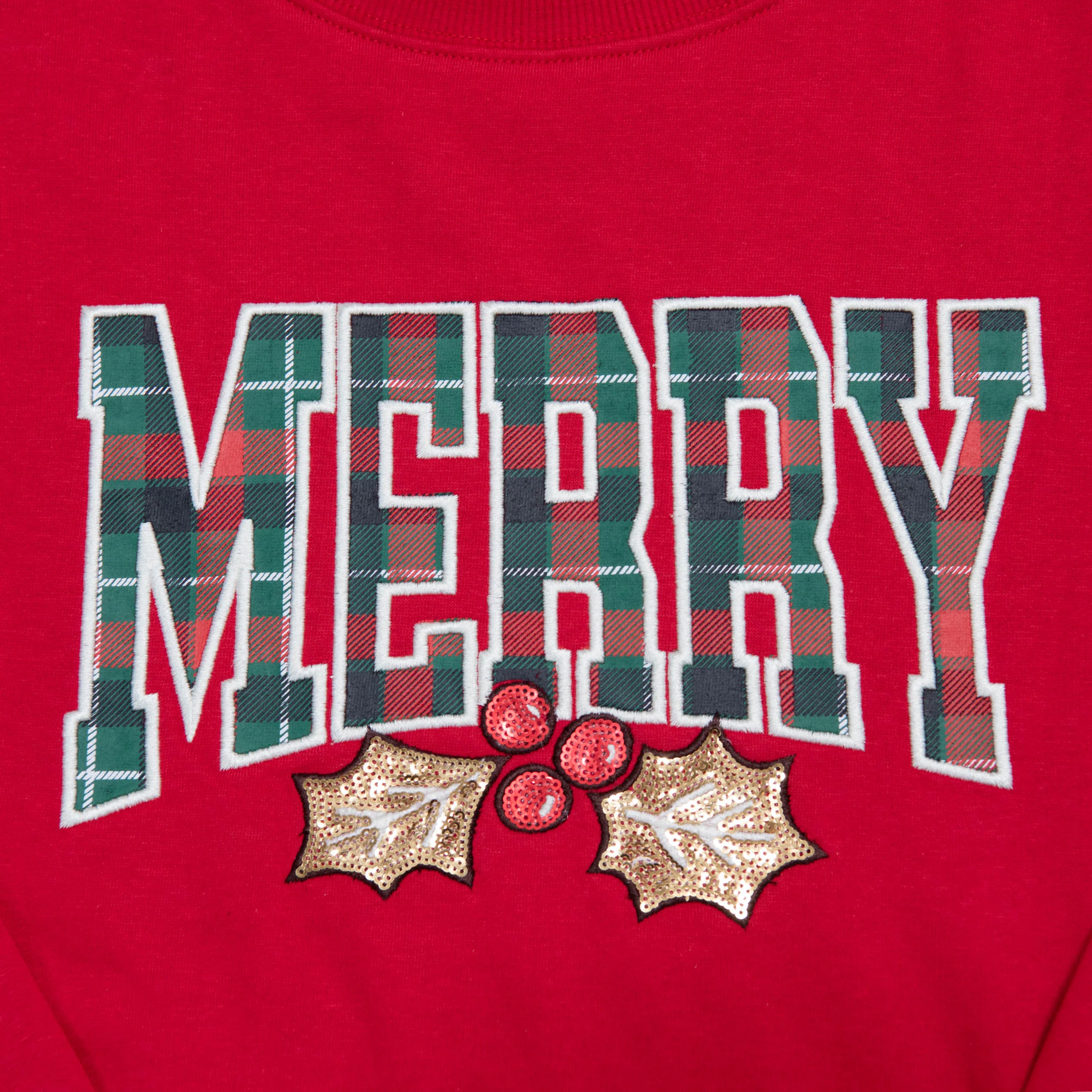 Plaid Merry Embellished Sweatshirt - 24 - Image 3