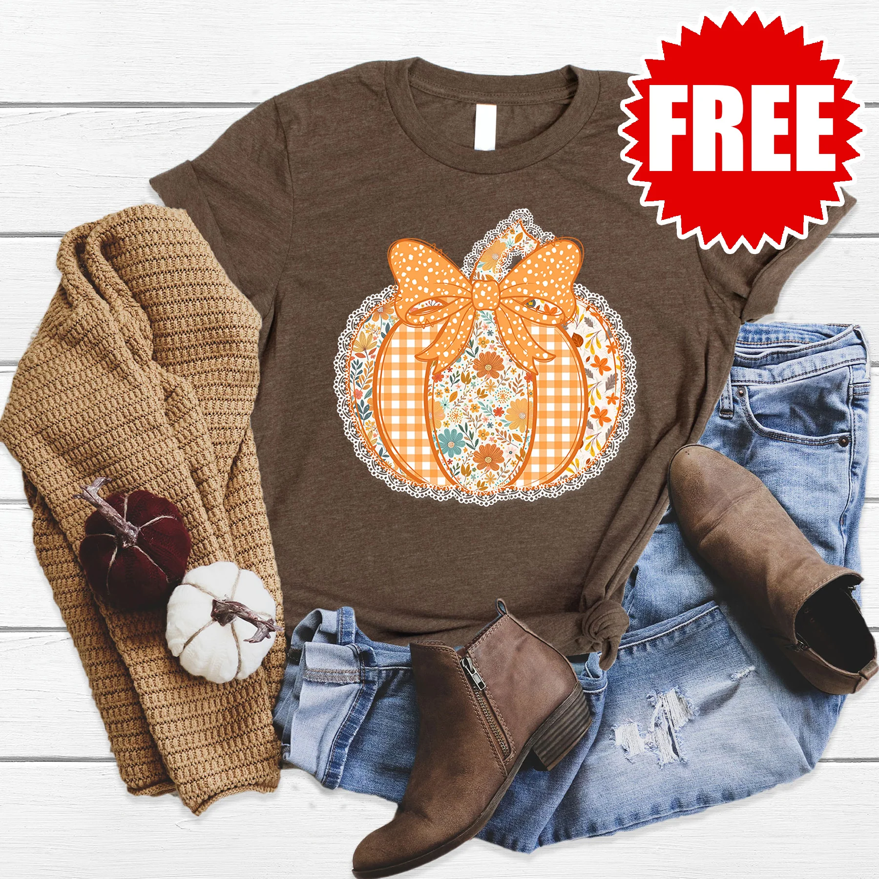 Pumpkin Tee - Heather Brown - 0
