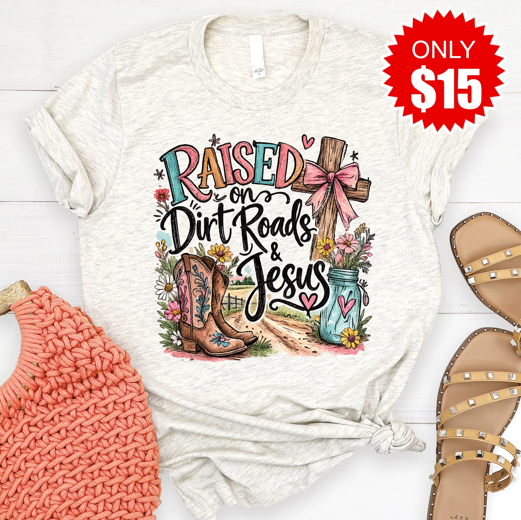 Raised On Tee - Heather Oatmeal - 15