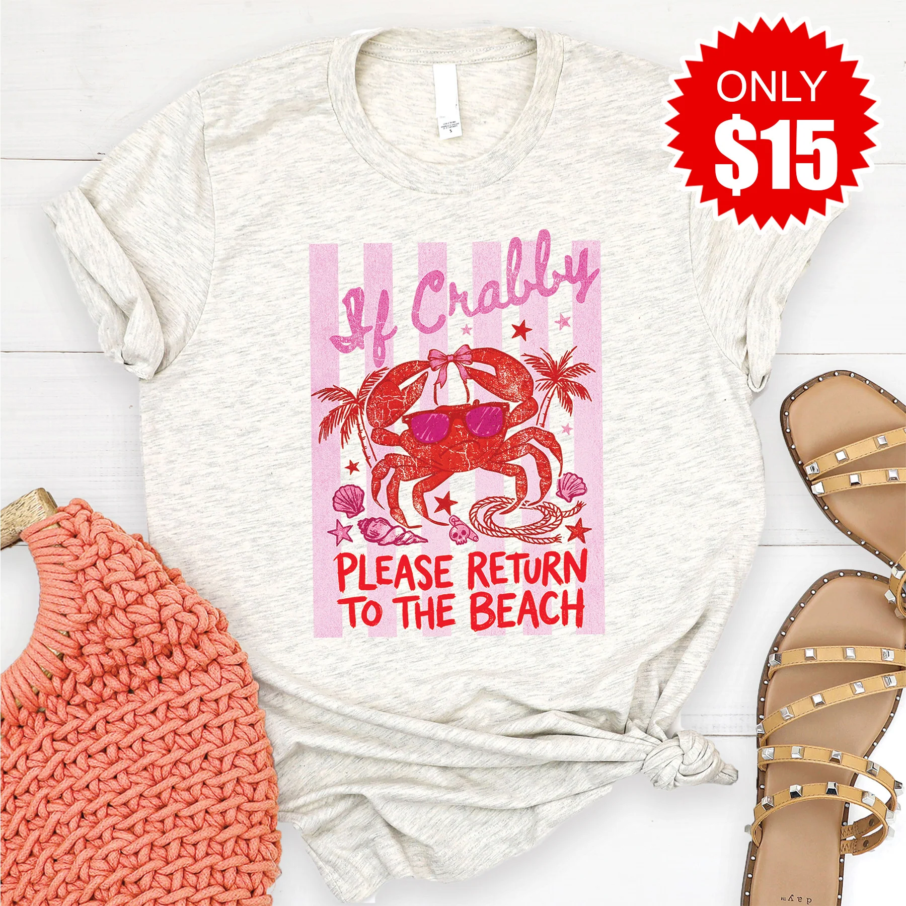 Return To Beach Tee - Heather Oatmeal - 15