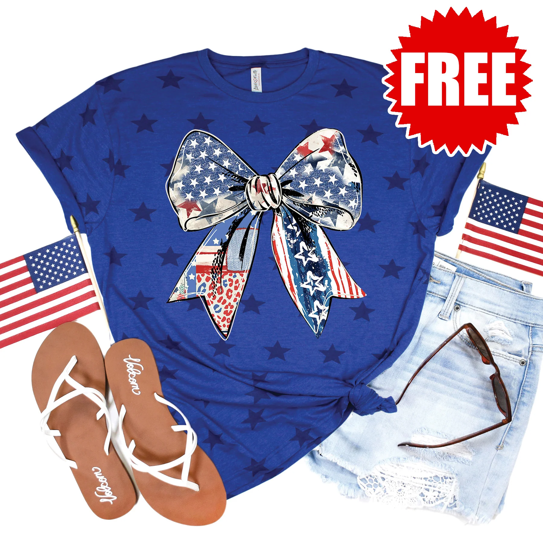 Ribbon USA Flag Tee - 0