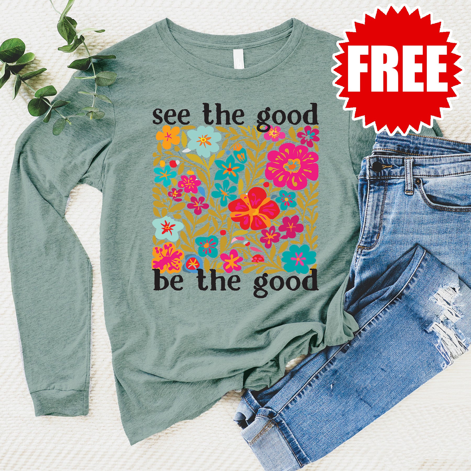 See the Good Floral Long Sleeve - Heather Sage - 0