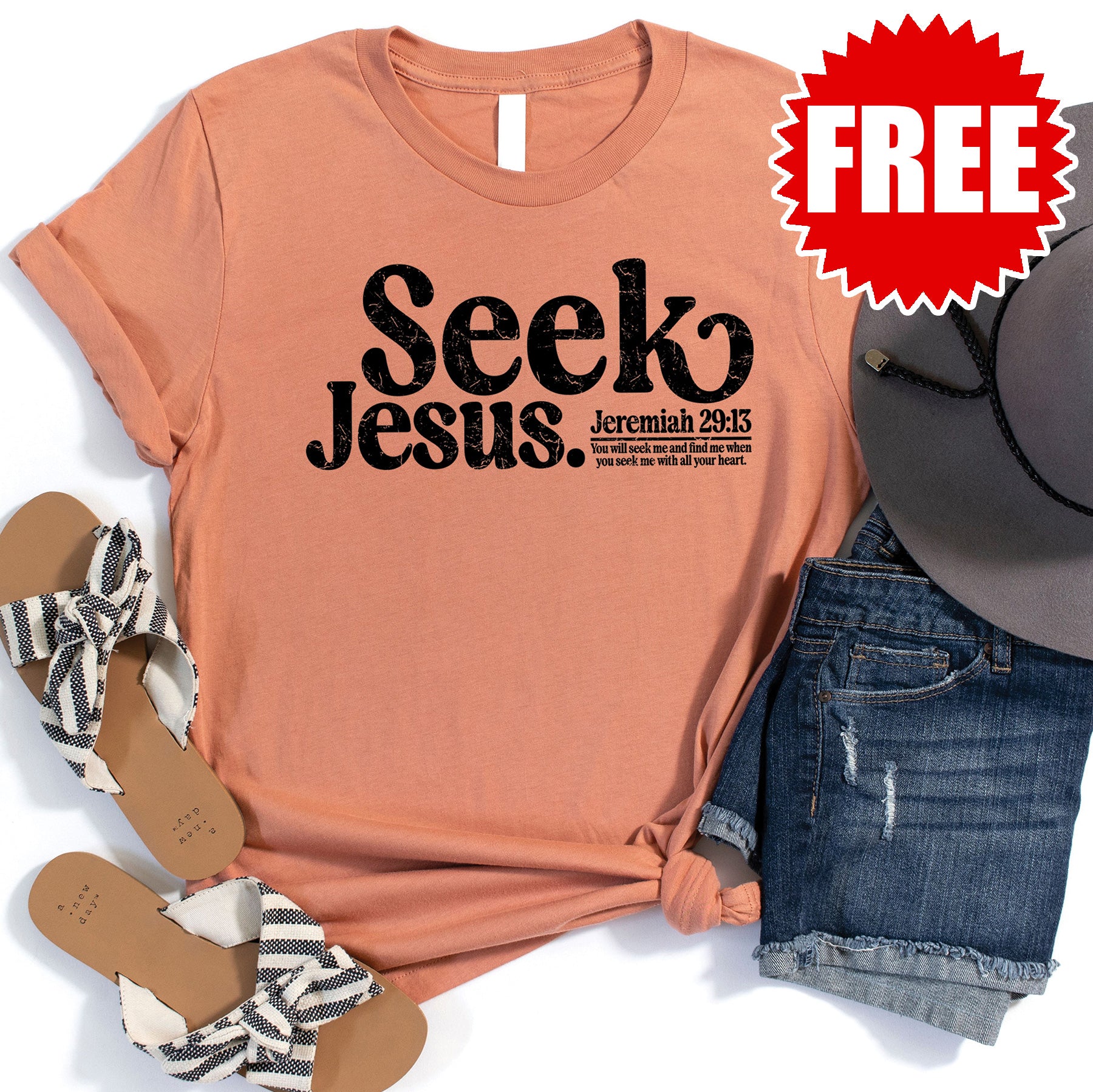 Seek Jesus Tee - Heather Terracotta - 0