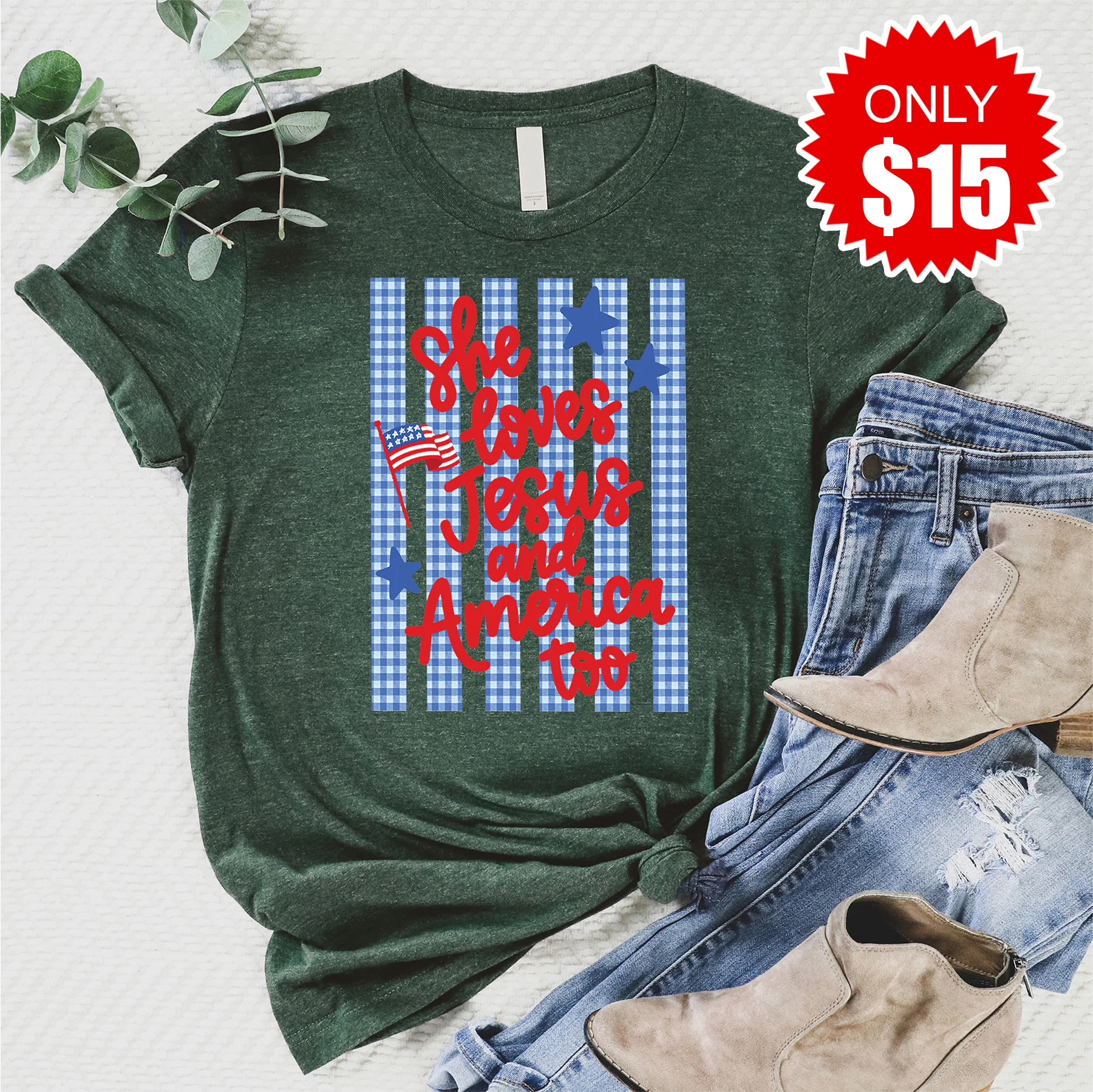 She Loves Tee - Heather Forest - 15