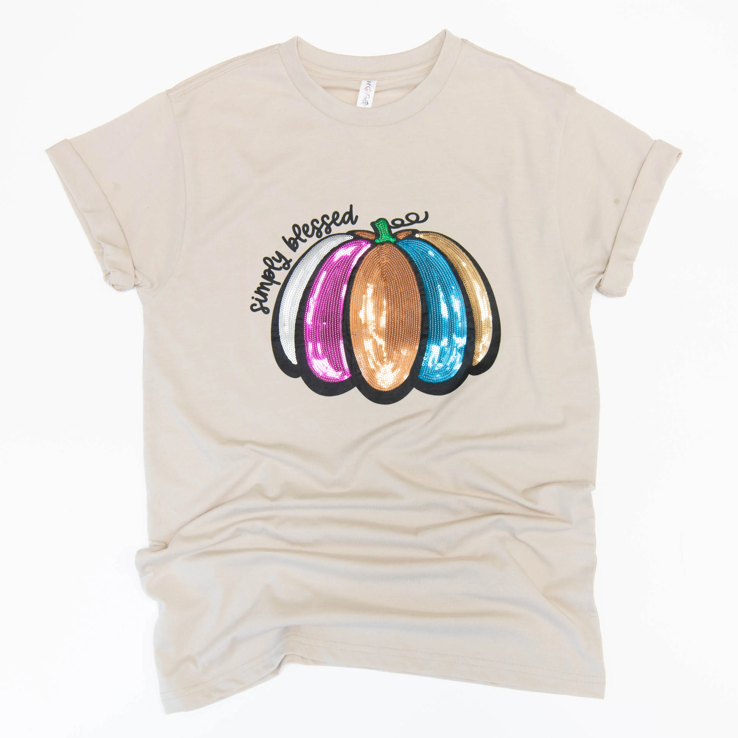 Simply Blessed Pumpkin Sequin Tee - 15 - Image 2