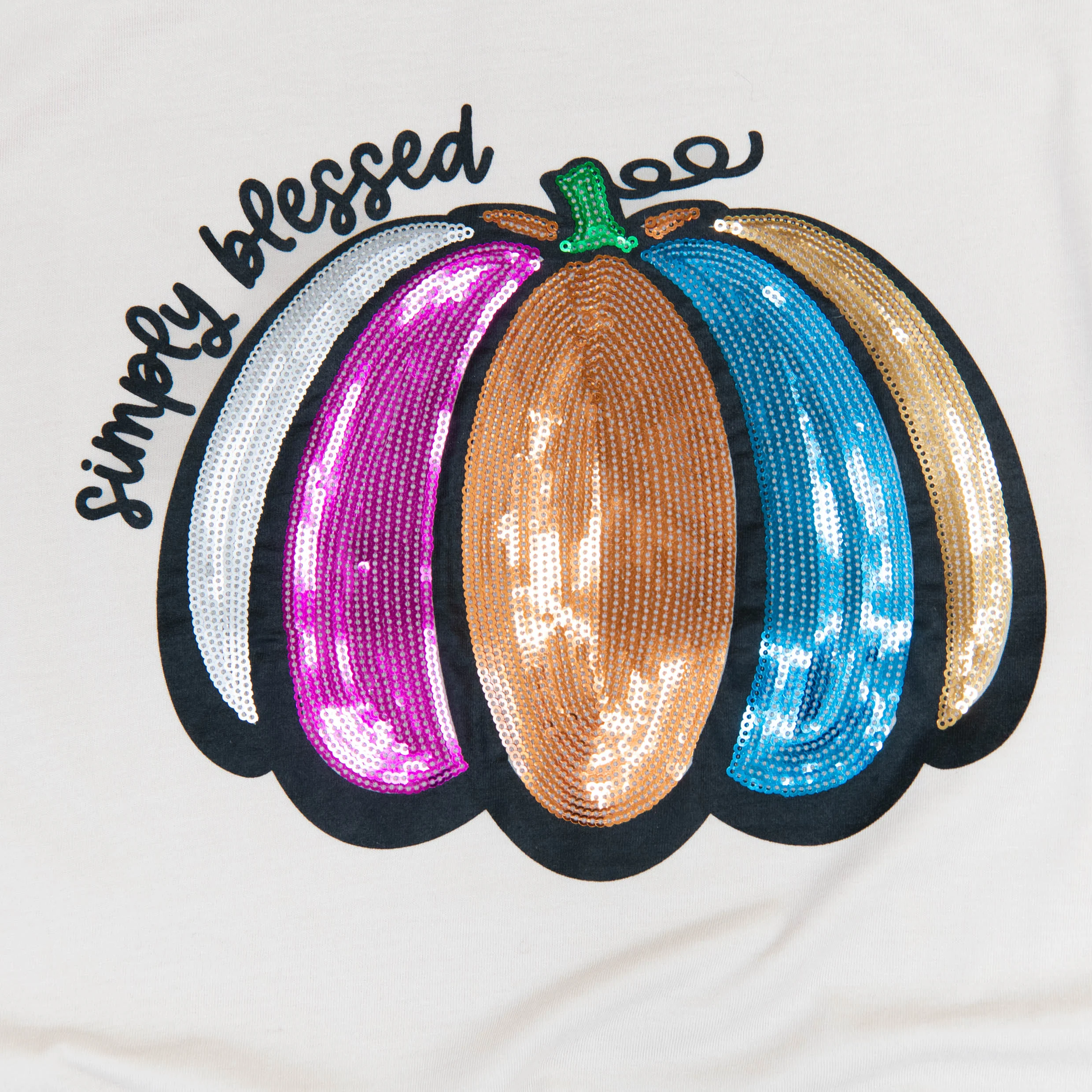 Simply Blessed Pumpkin Sequin Tee - 15 - Image 3