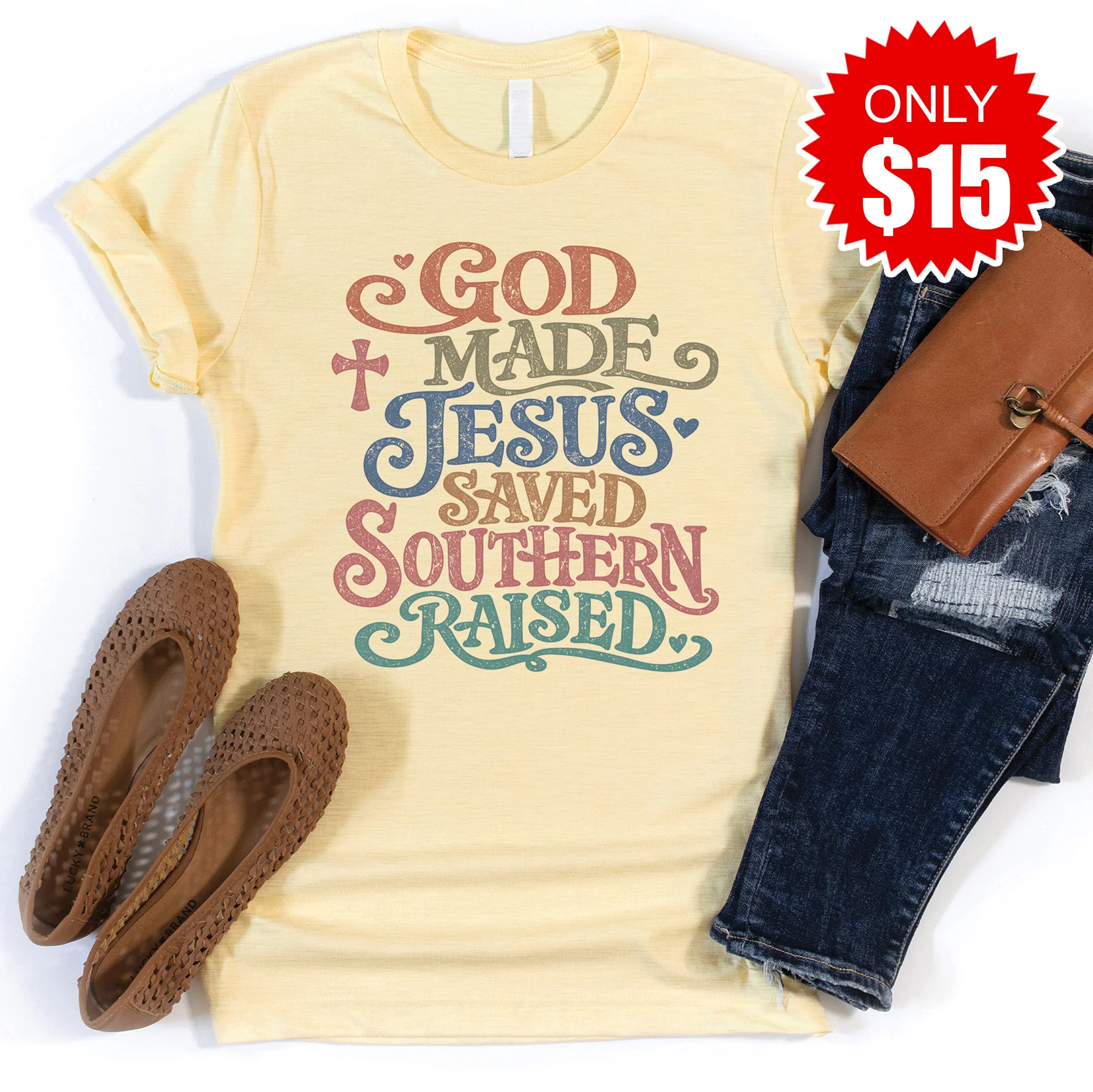Southern Raised Tee - Heather French Vanilla - 15