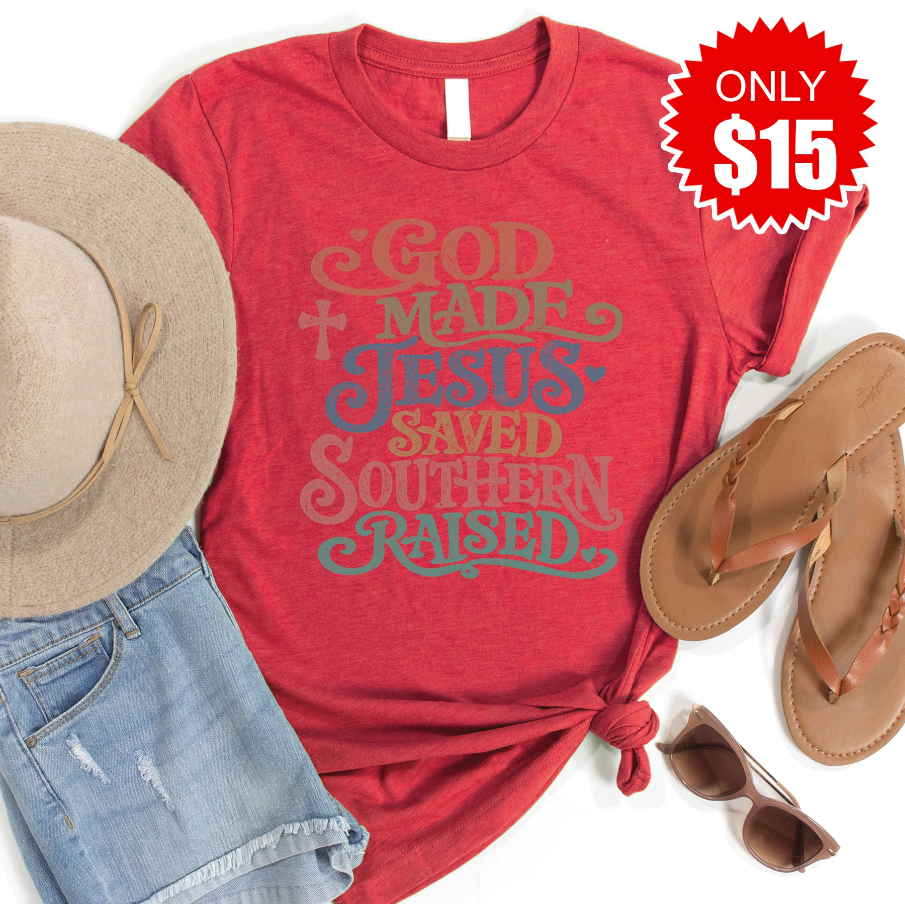 Southern Raised Tee - Heather Scarlet - 15