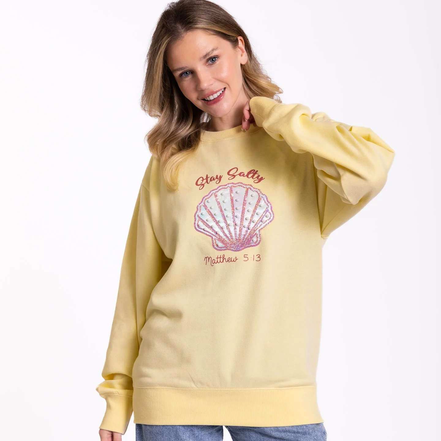 Embellished Stay Salty Crewneck Sweatshirt - Image 8