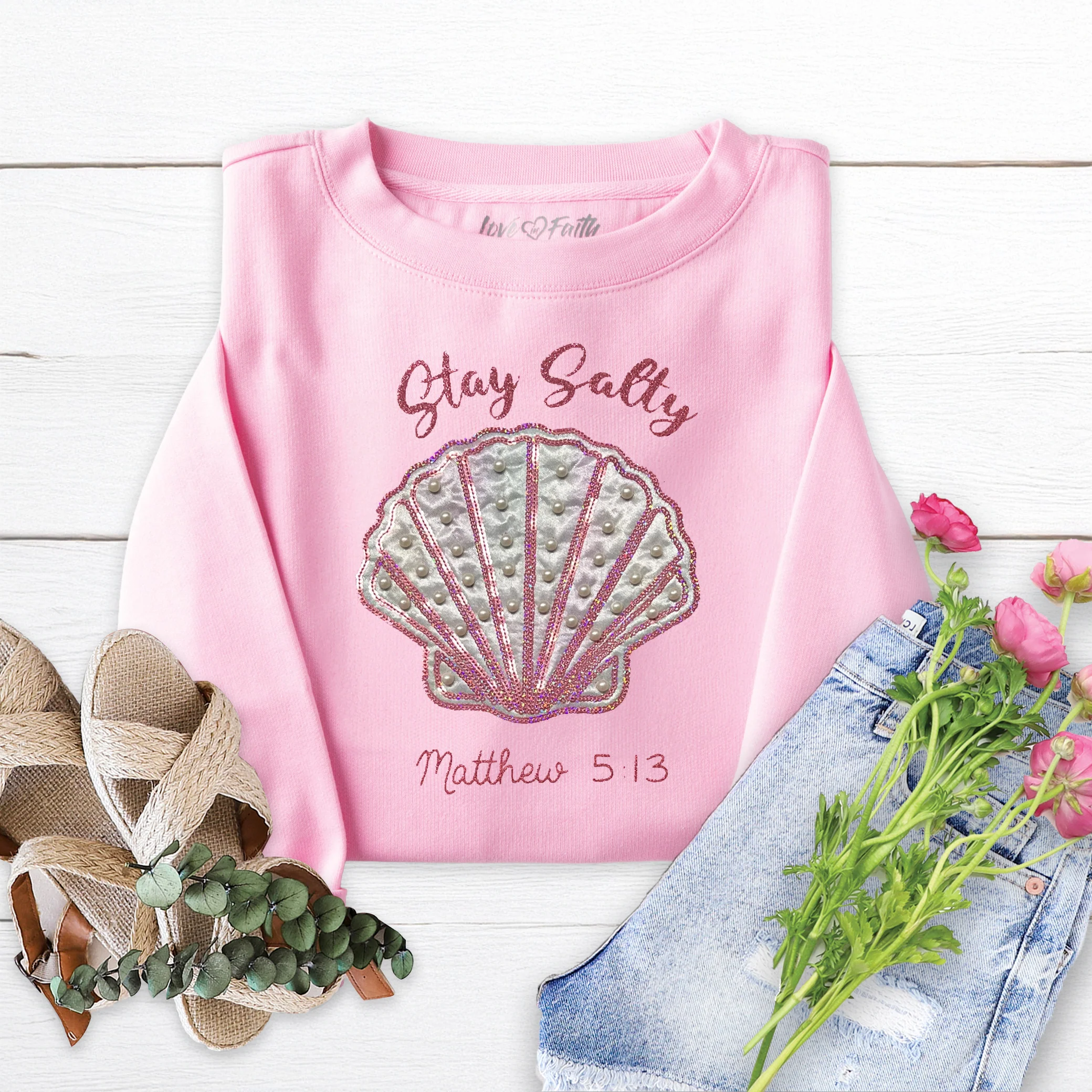 Embellished Stay Salty Crewneck Sweatshirt - Image 9