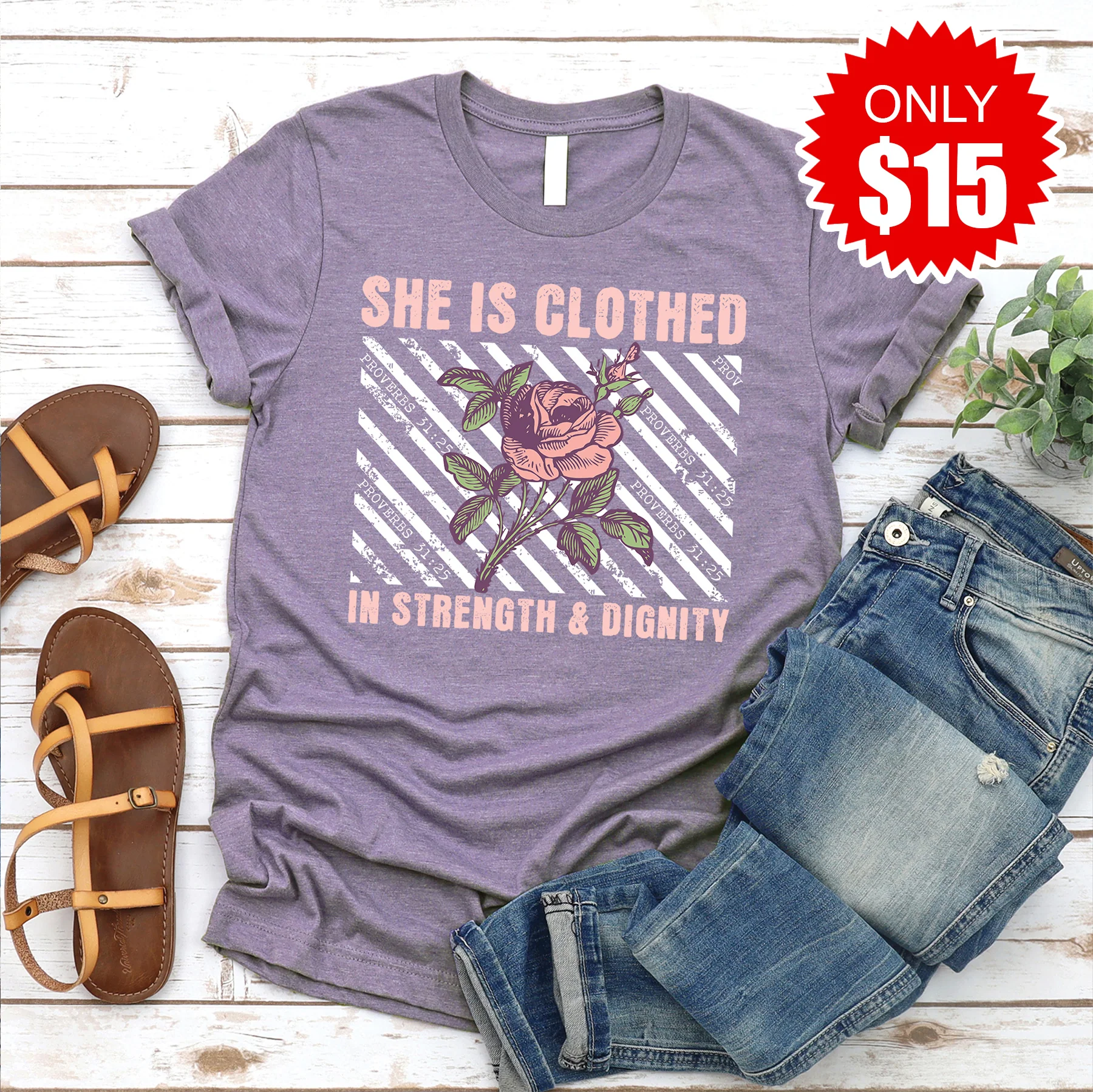 Strength & Dignity Tee - Heather Deep Purple - 15