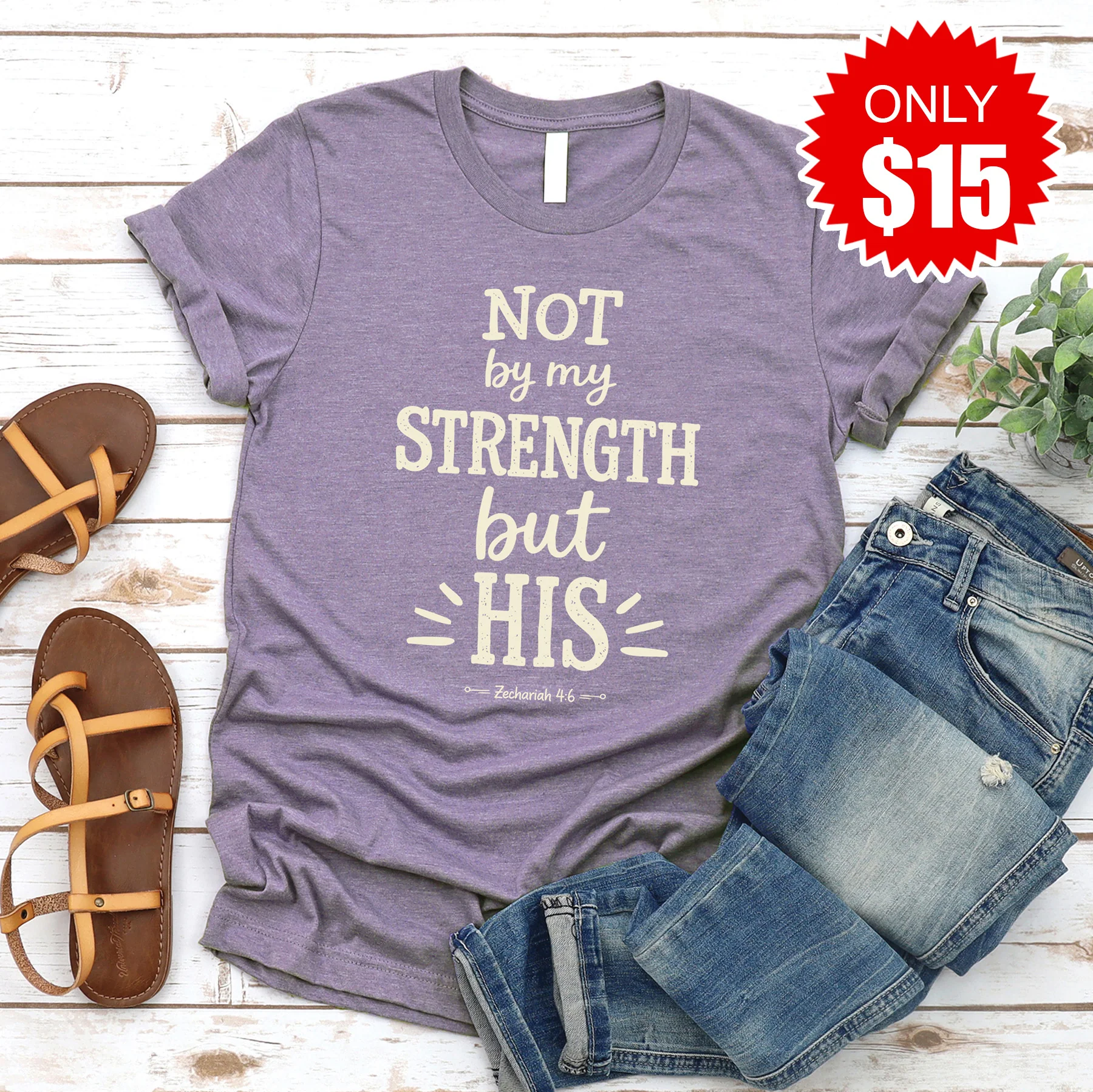 Strength Tee - Heather Deep Purple - 15