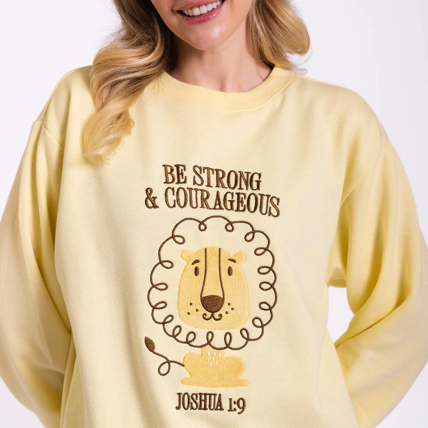 Strong and Courageous Embroidered Crewneck Sweatshirt - Image 3