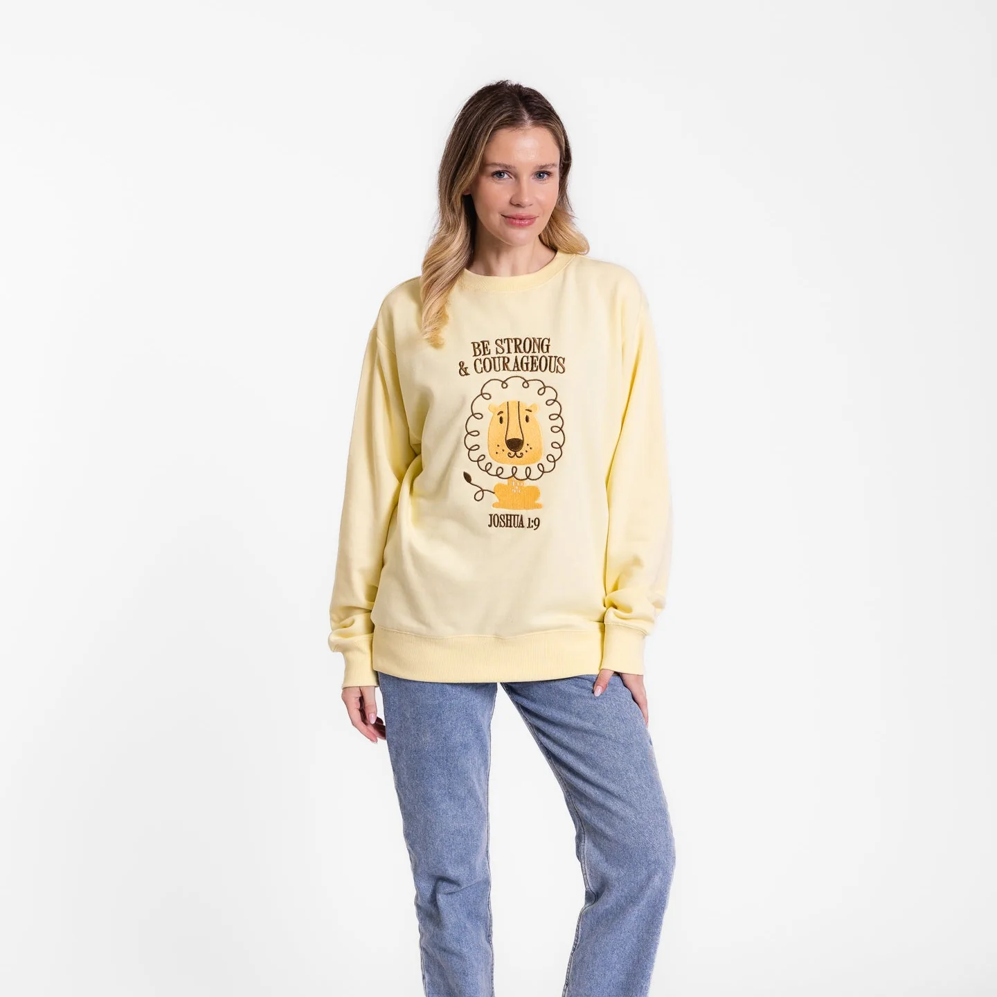 Strong and Courageous Embroidered Crewneck Sweatshirt - Image 5