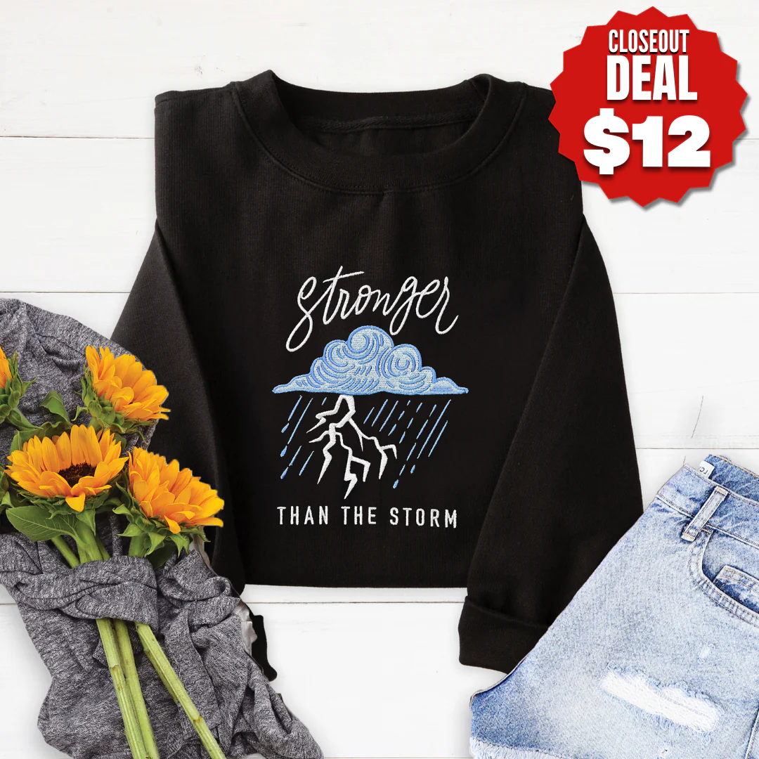 Stronger Cloud Embroidered Crewneck Sweatshirt