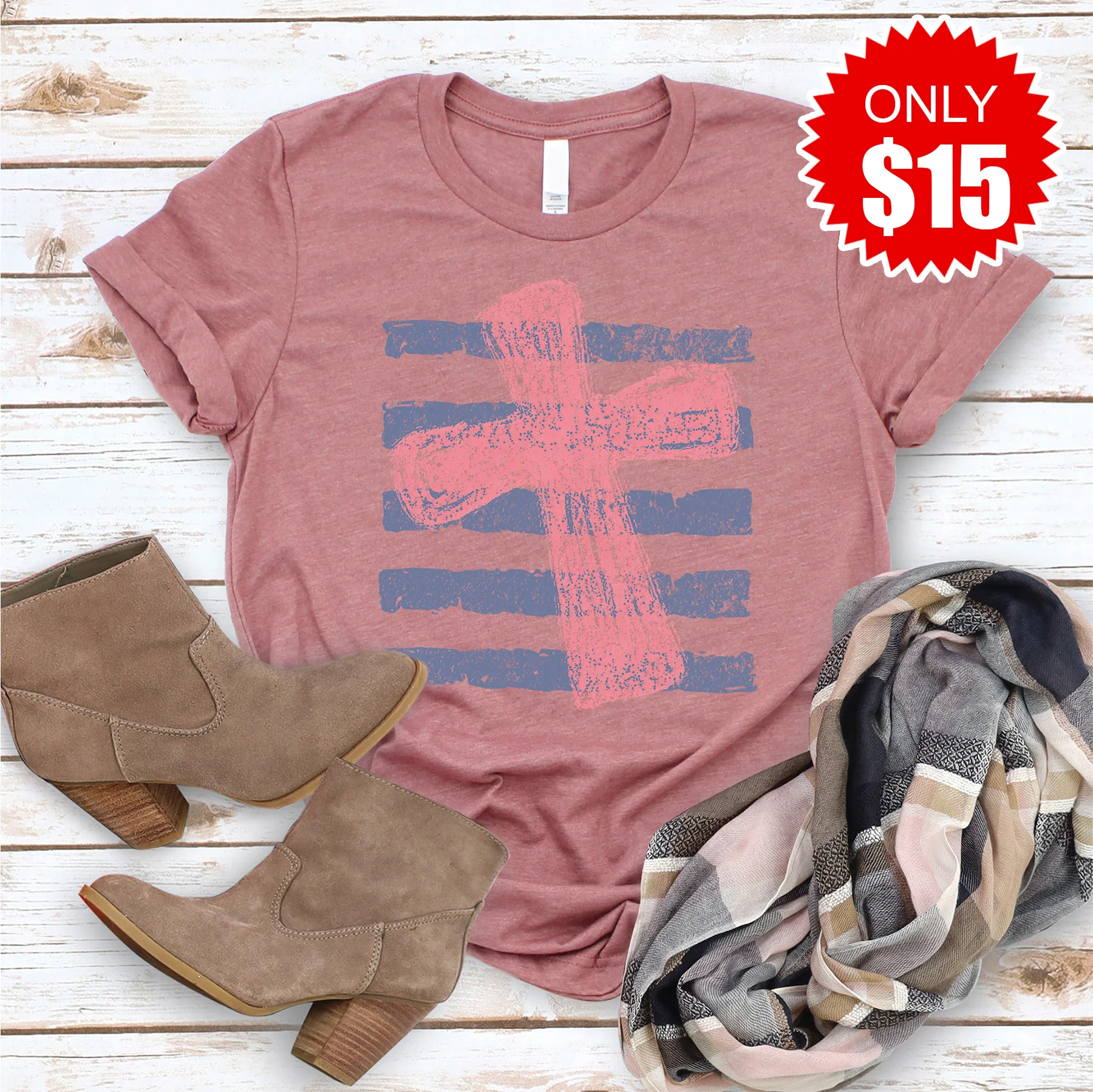 Summer Cross Tee - Heather Mauve - 15