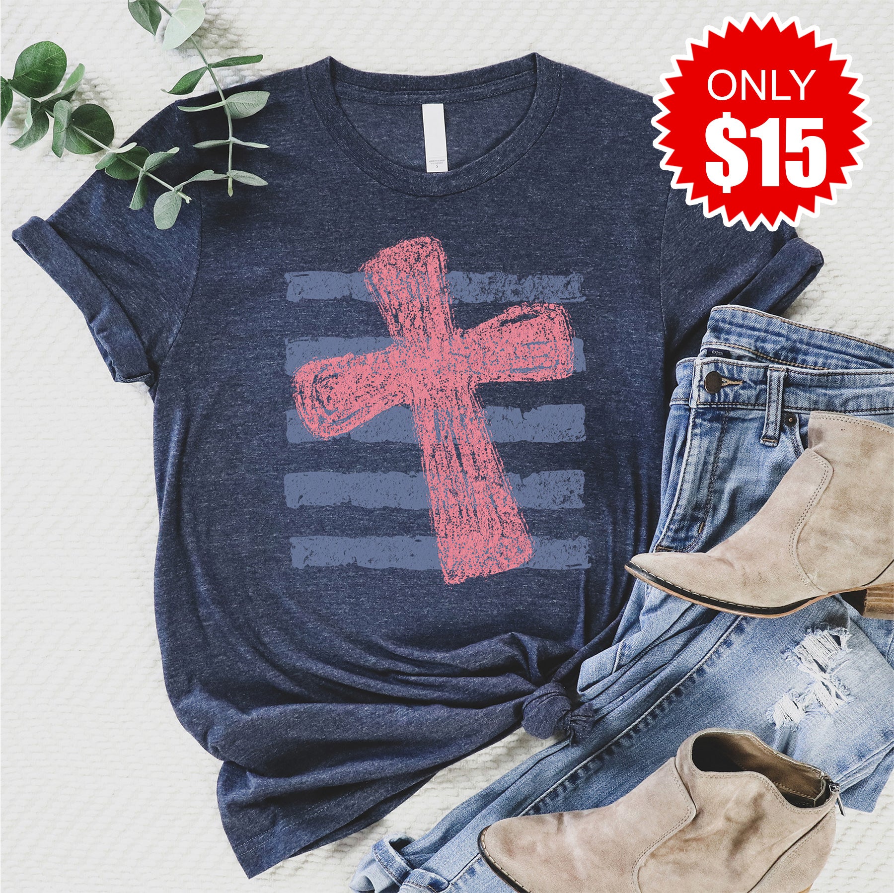 Summer Cross Tee - Heather Navy - 15