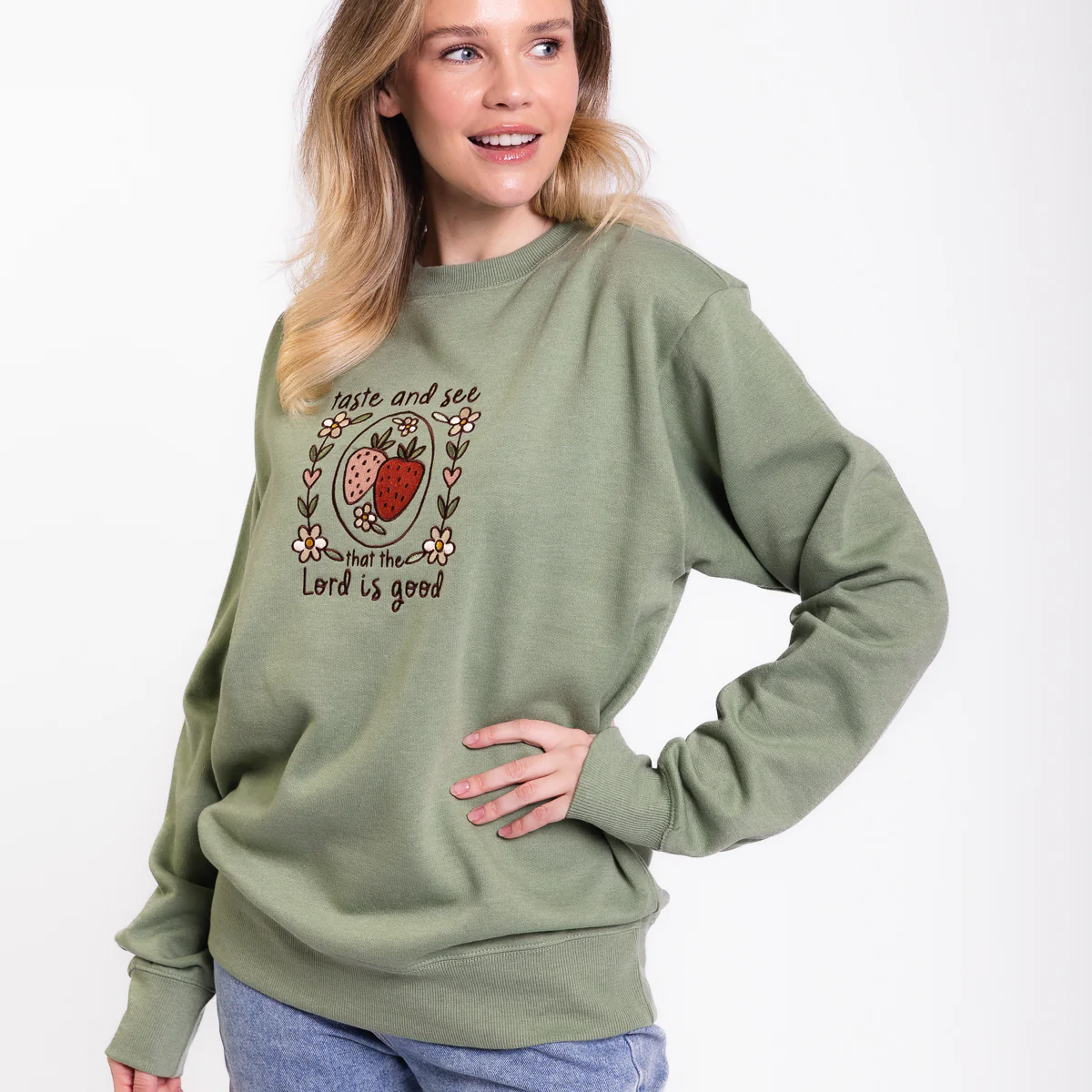 Taste and See Embroidered Crewneck Sweatshirt - 20 - Image 2