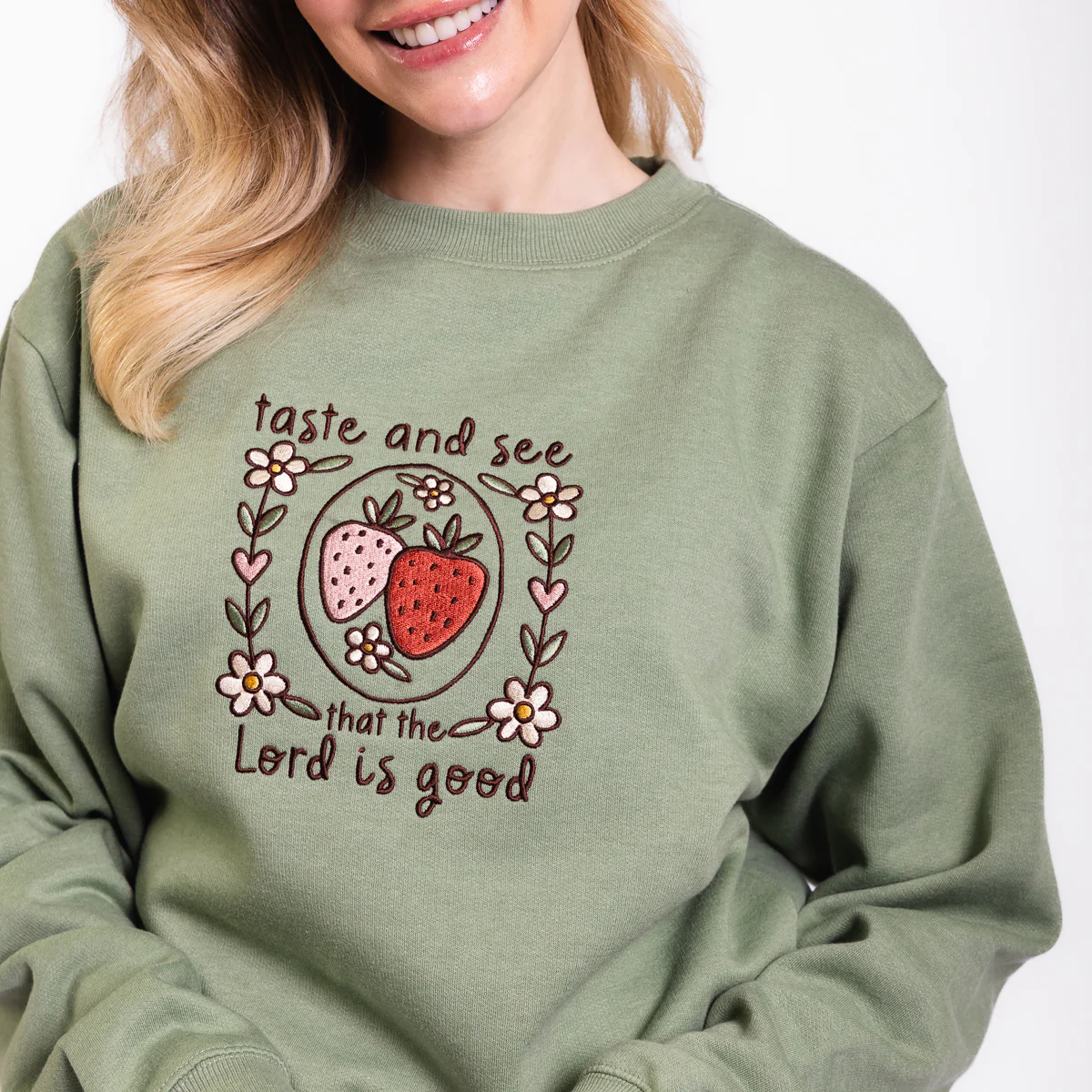 Taste and See Embroidered Crewneck Sweatshirt - 20 - Image 3