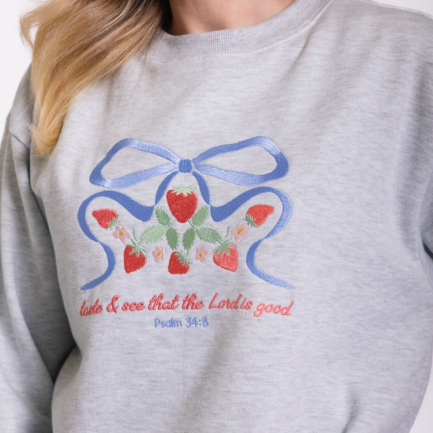 Taste & See Bow Embroidered Crewneck Sweatshirt - Image 3