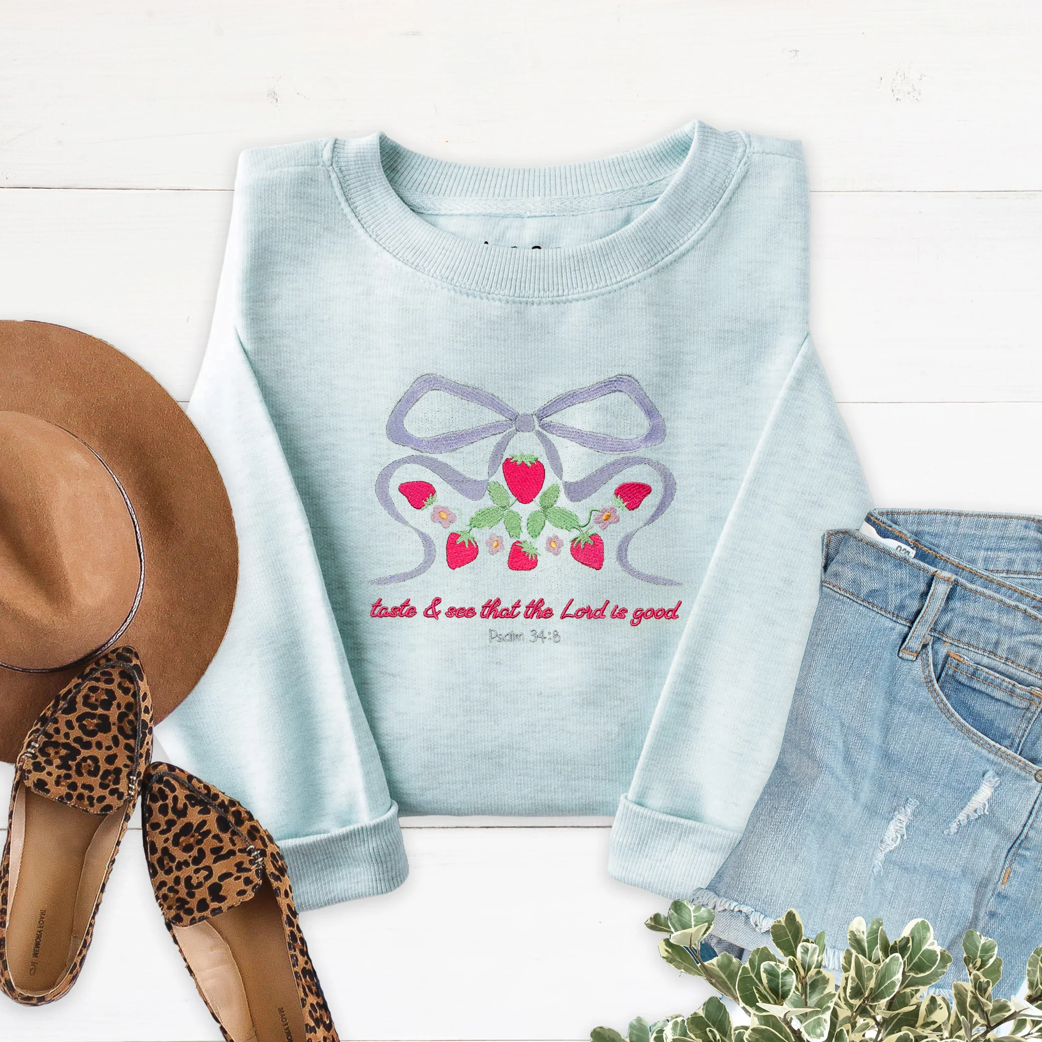 Taste & See Bow Embroidered Crewneck Sweatshirt - Image 2