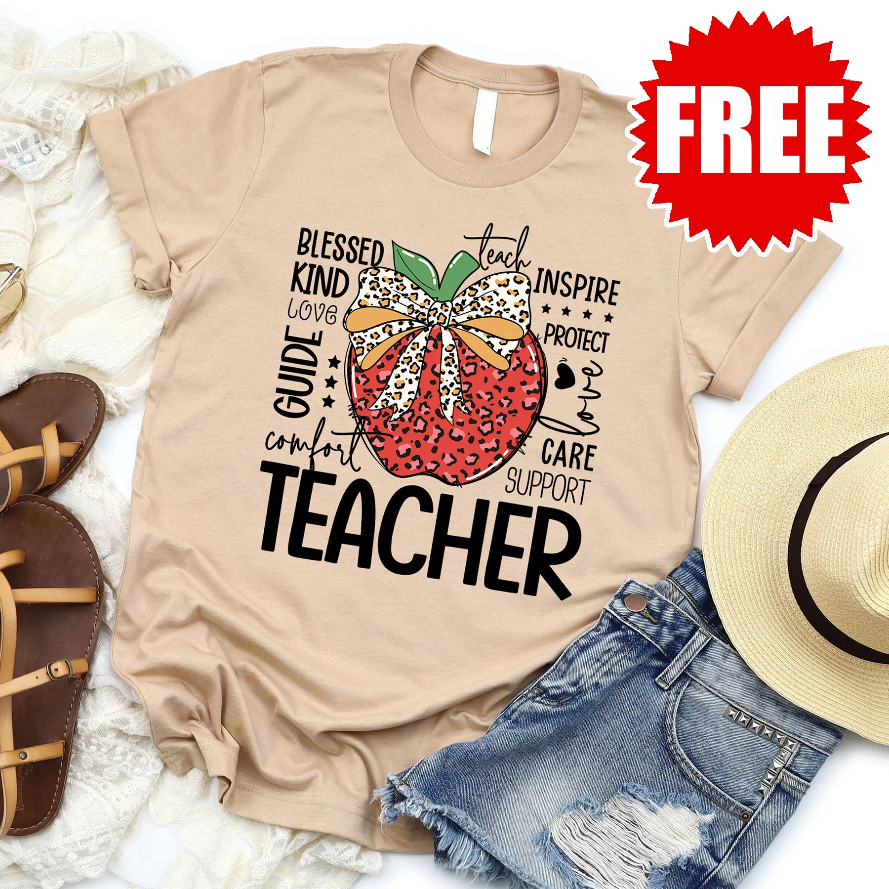 Teacher Tee - Heather Sand Dune - 0