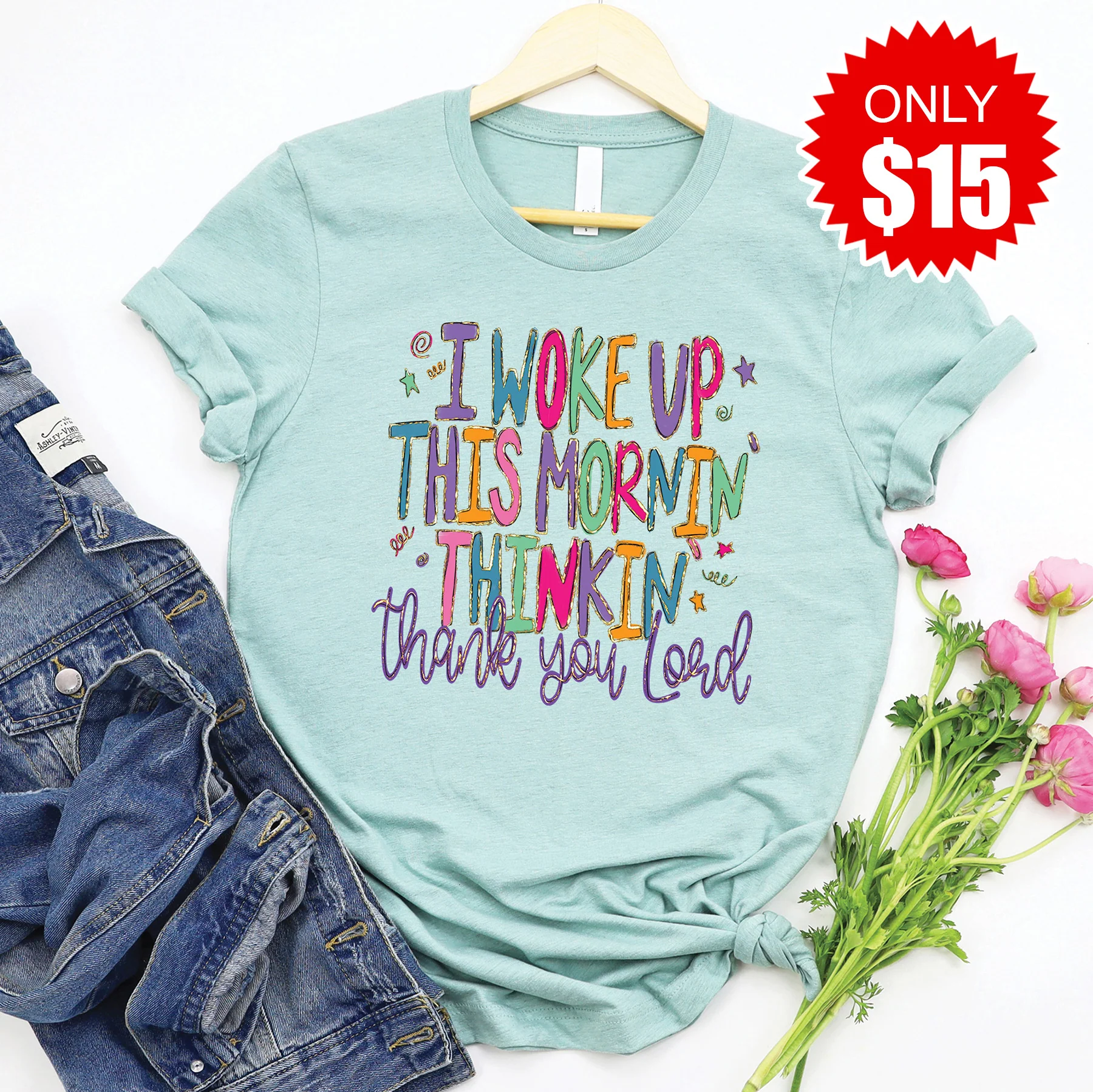 Thank you Lord Tee - Heather Dusty Blue - 15