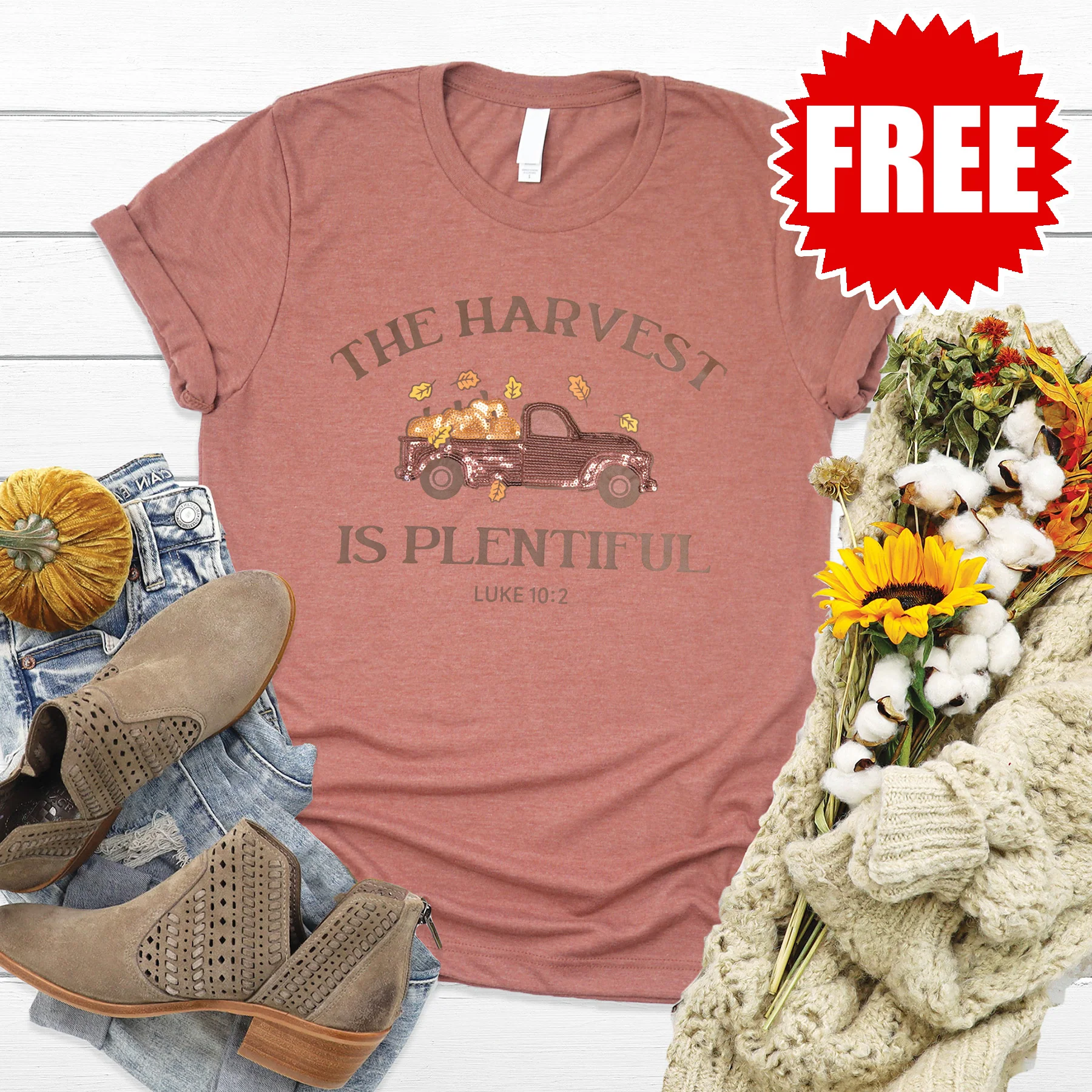 The Harvest is Plentiful Sequin Tee - 0