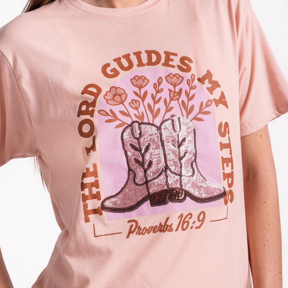 Embellished The Lord Guides My Steps Sequin Tee - Image 3