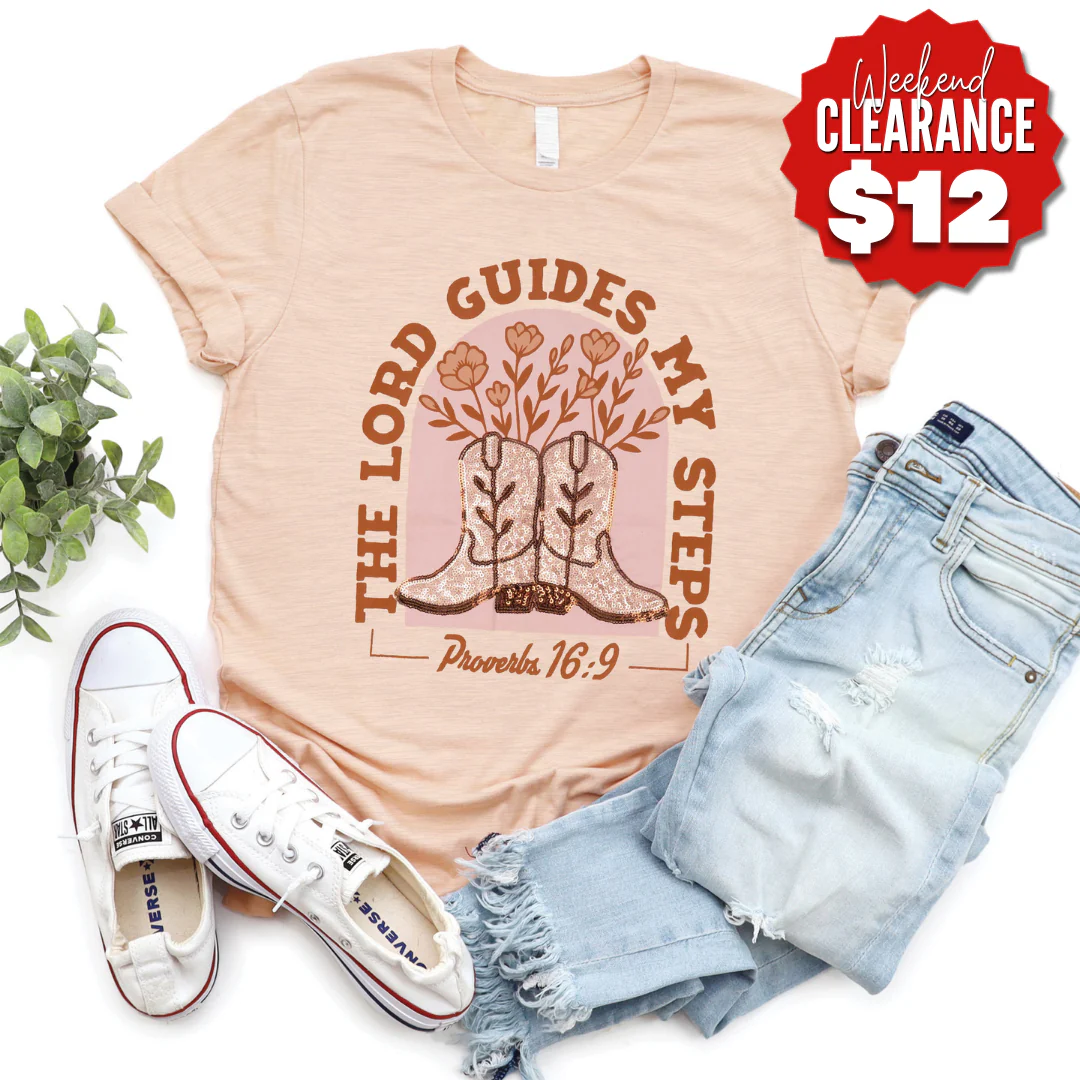 Embellished The Lord Guides My Steps Sequin Tee