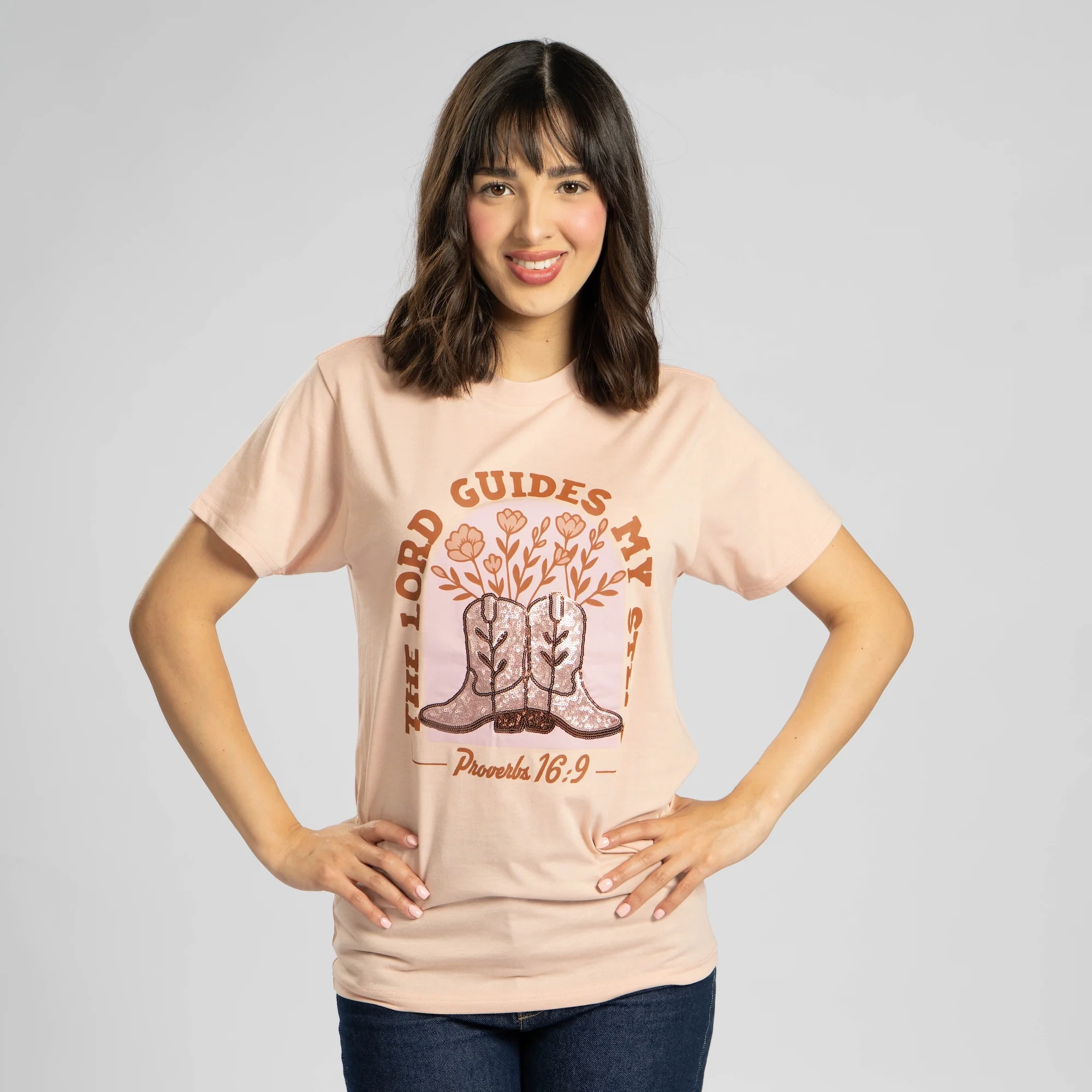 Embellished The Lord Guides My Steps Sequin Tee - Image 4