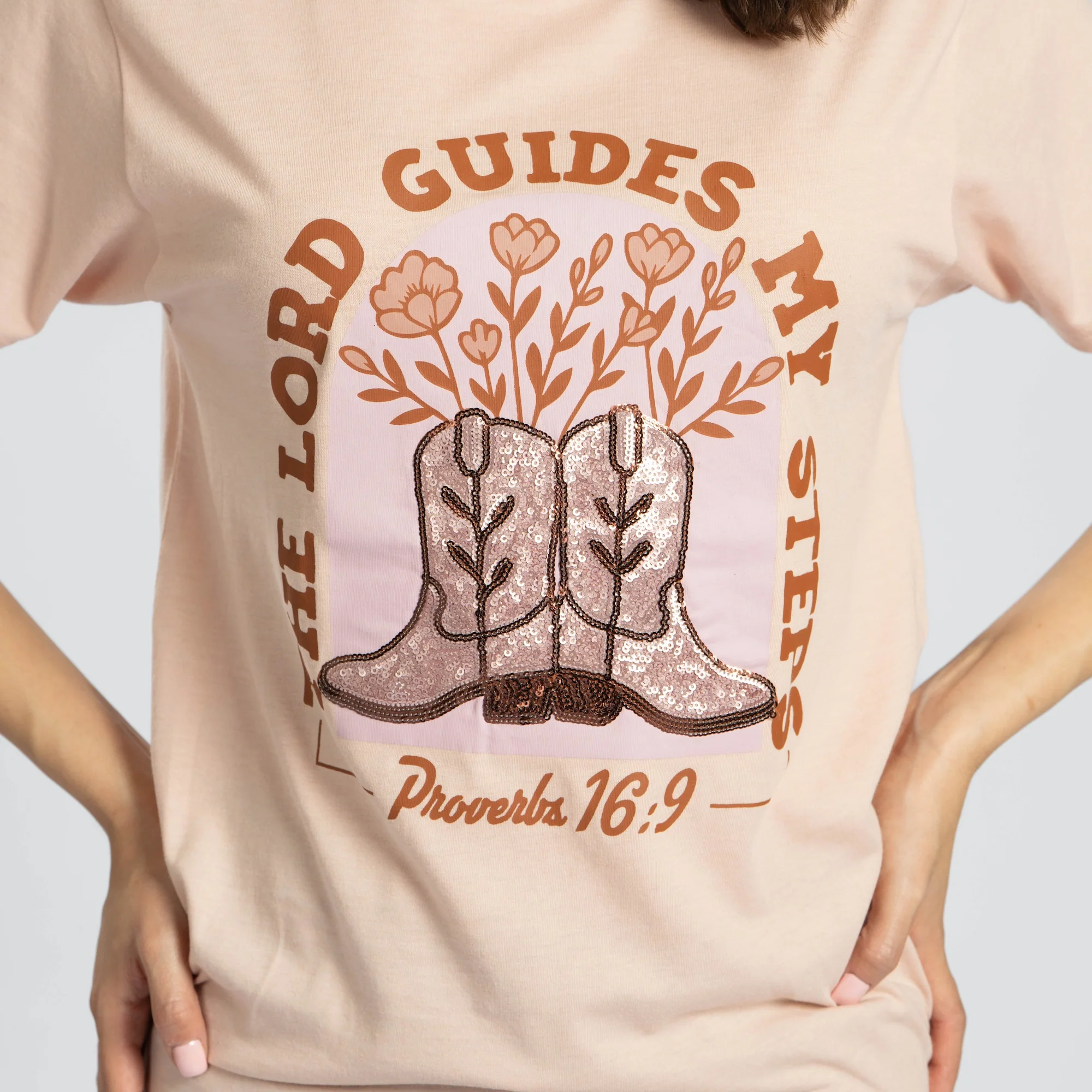 Embellished The Lord Guides My Steps Sequin Tee - Image 5