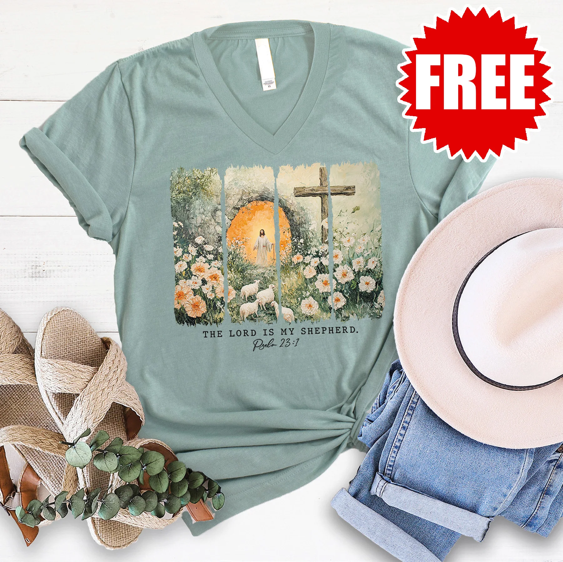 The Lord is My Shepherd V-Neck - 0