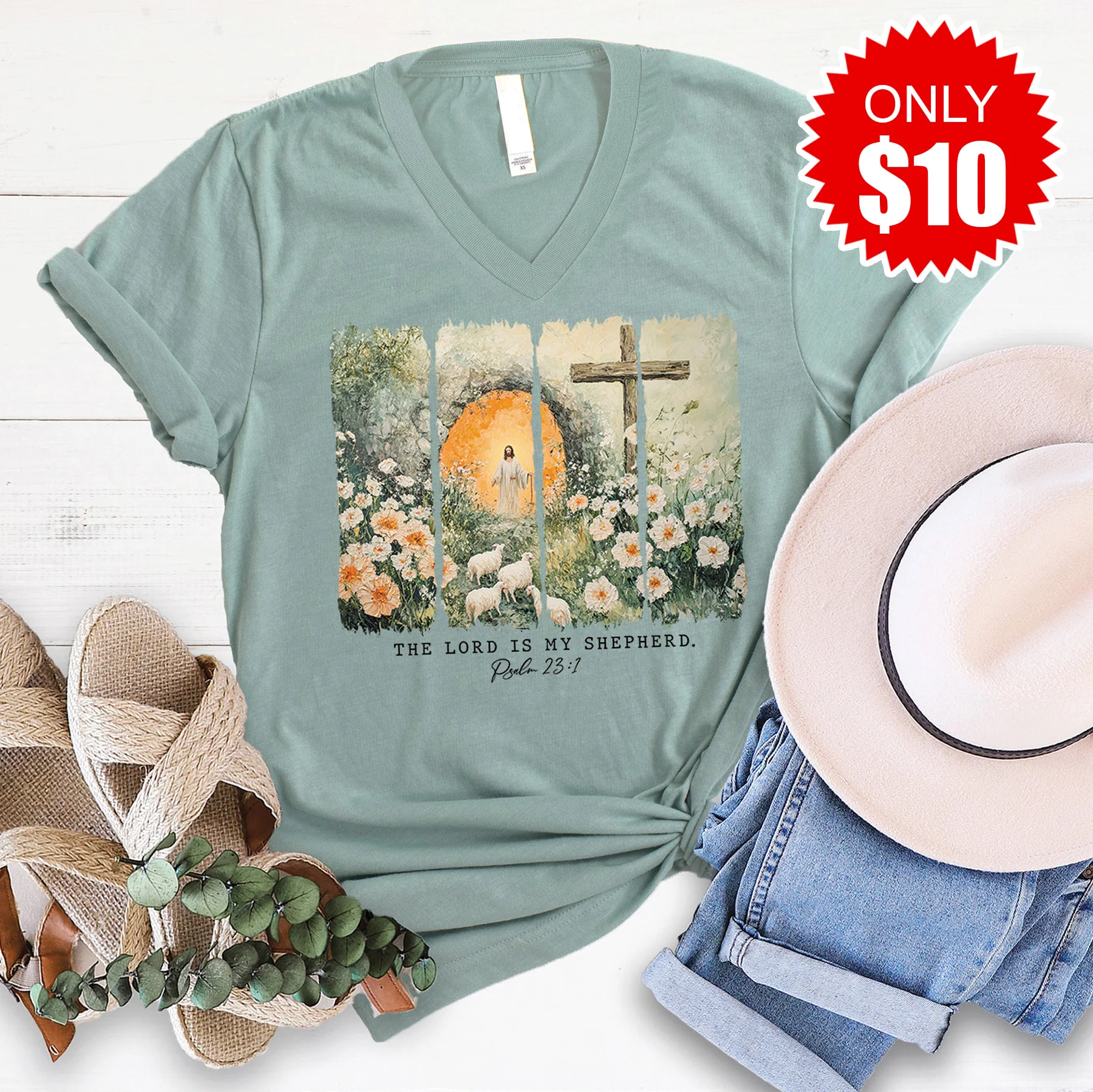 The Lord is My Shepherd V-Neck - 10