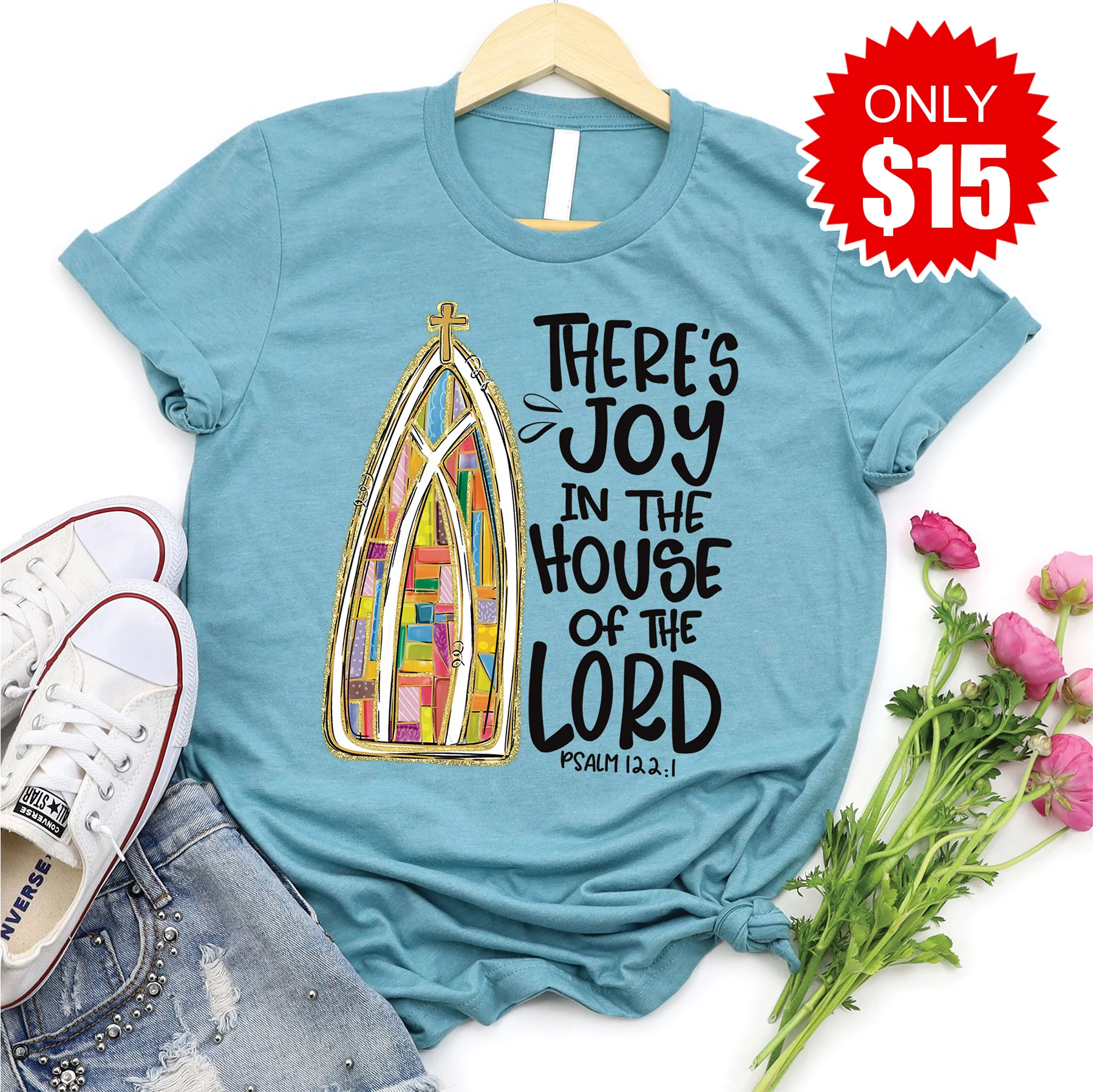 There’s Joy in the House Tee - Heather Lagoon - 15