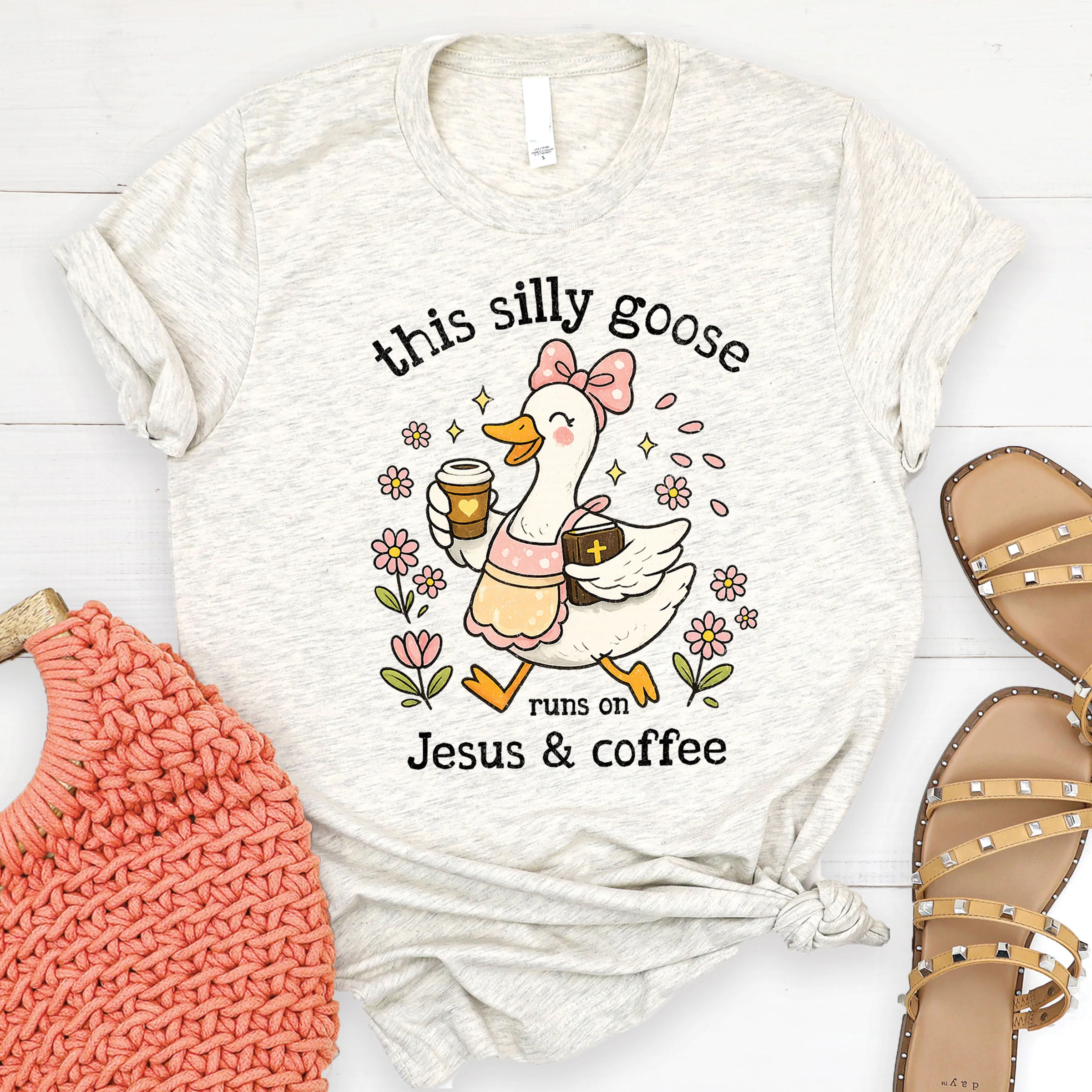This Silly Goose Runs On Jesus & Coffee Tee - Image 2