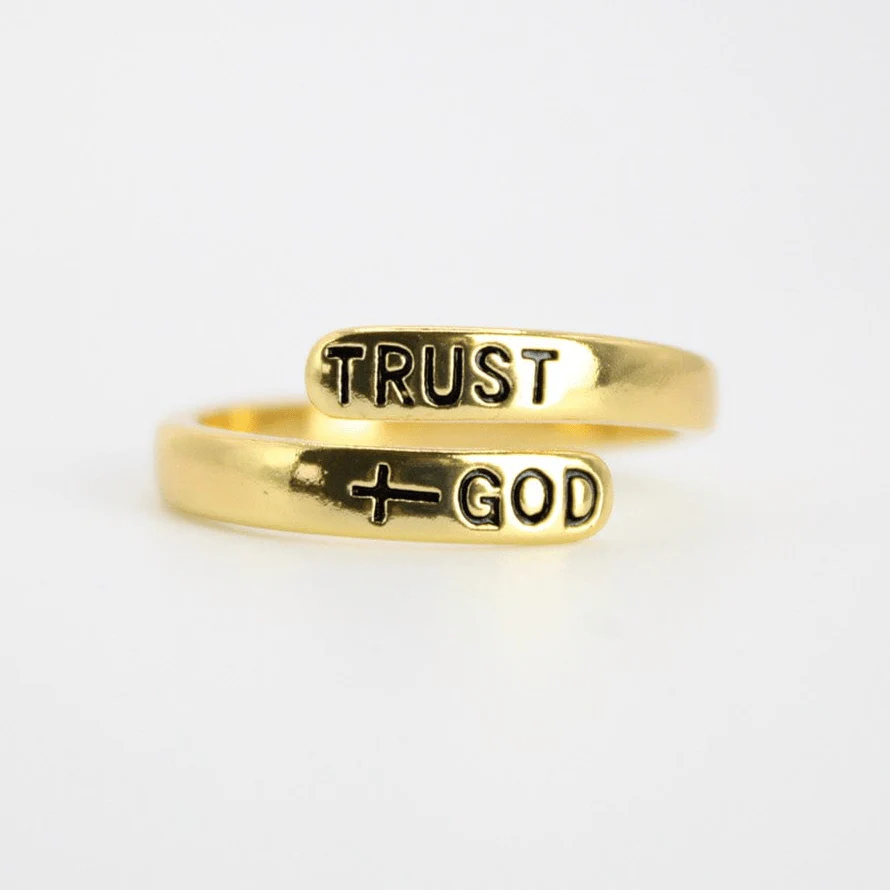 Trust God Gold Plated Brass Ring