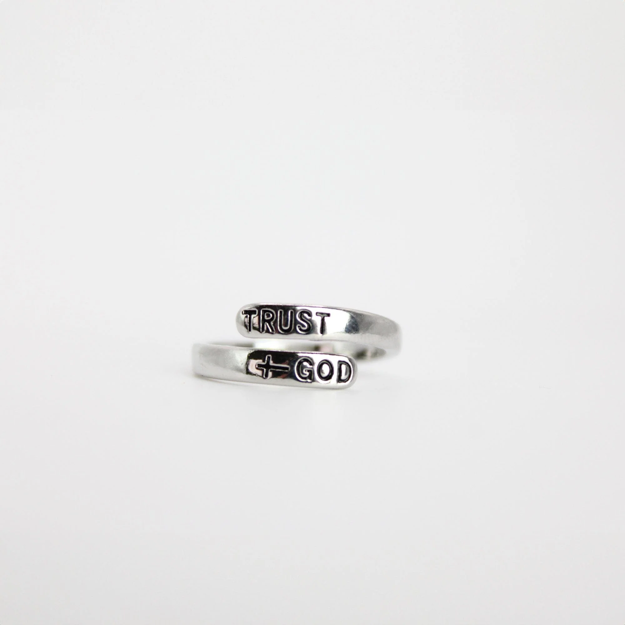 Trust God Platinum Plated Brass Ring - Image 2