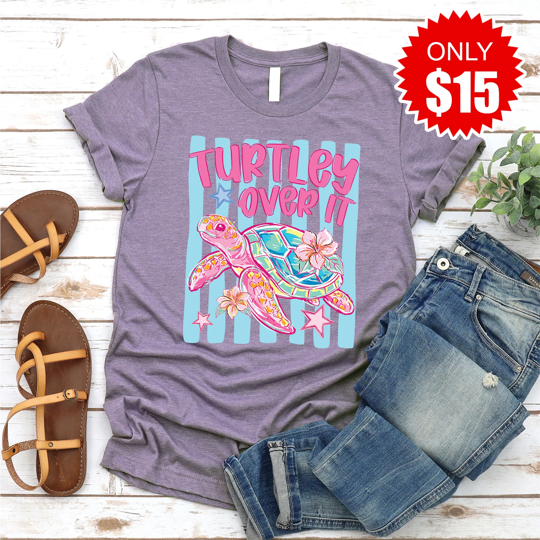 Turtley Over It Tee - Heather Deep Purple - 15