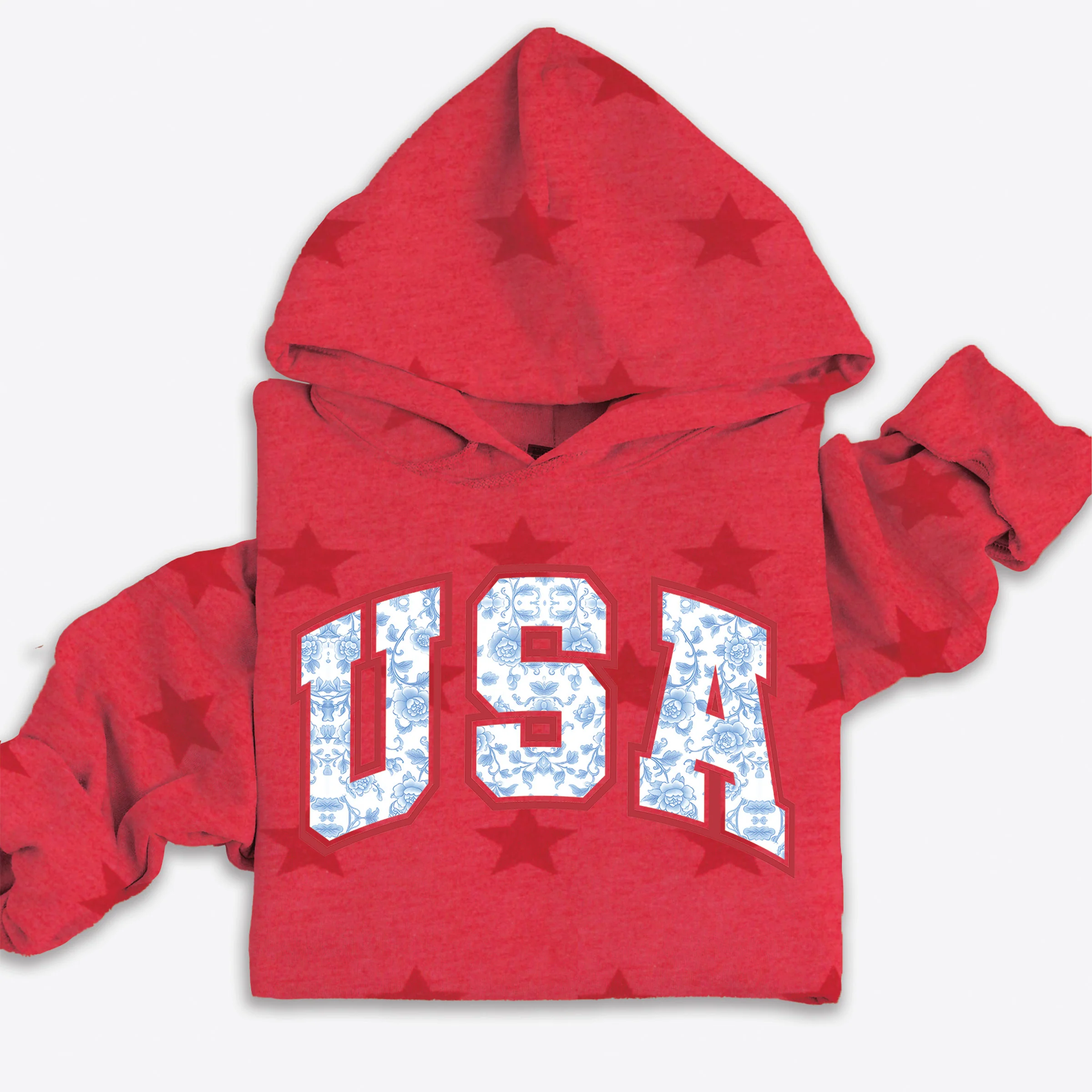 USA Floral Pullover Hoodie