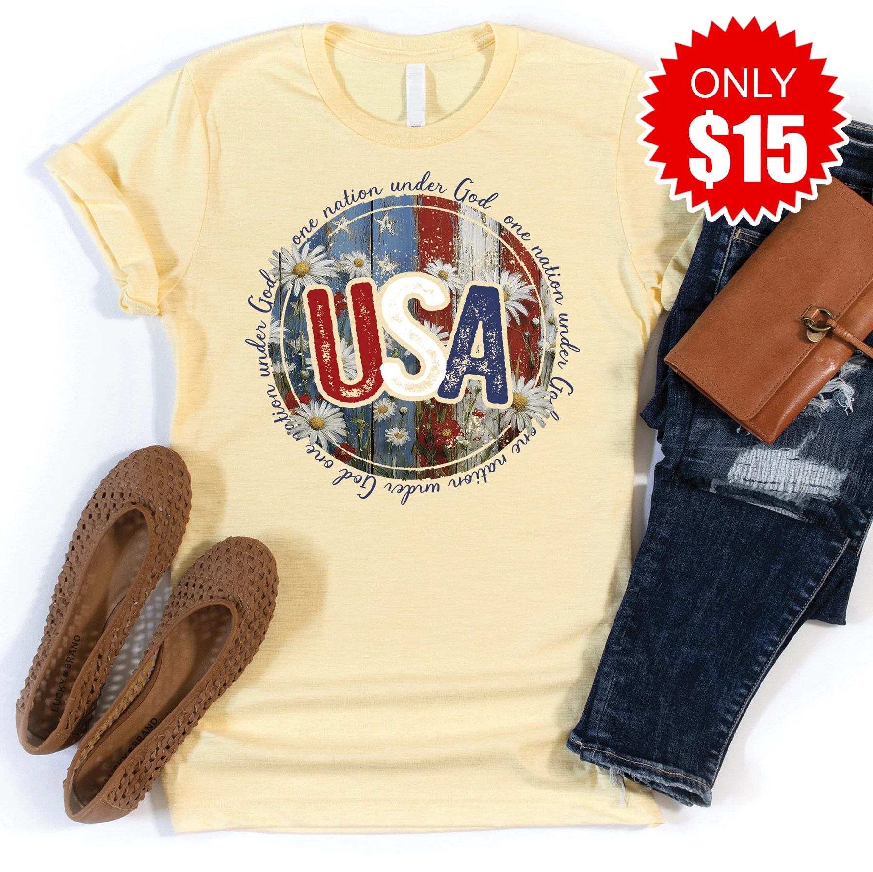 USA Tee - Heather French Vanilla - 15