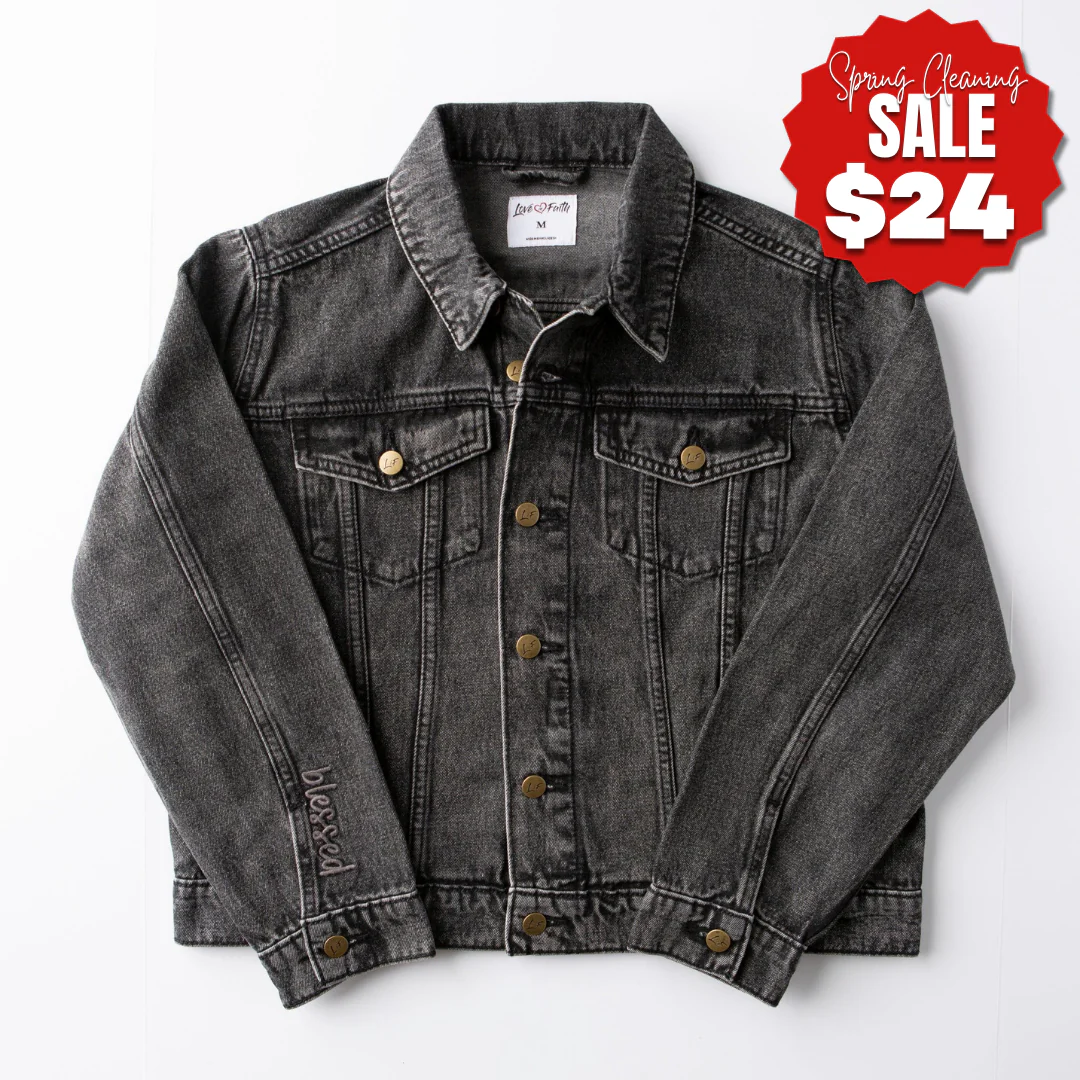 Vintage Washed Blessed Denim Jacket