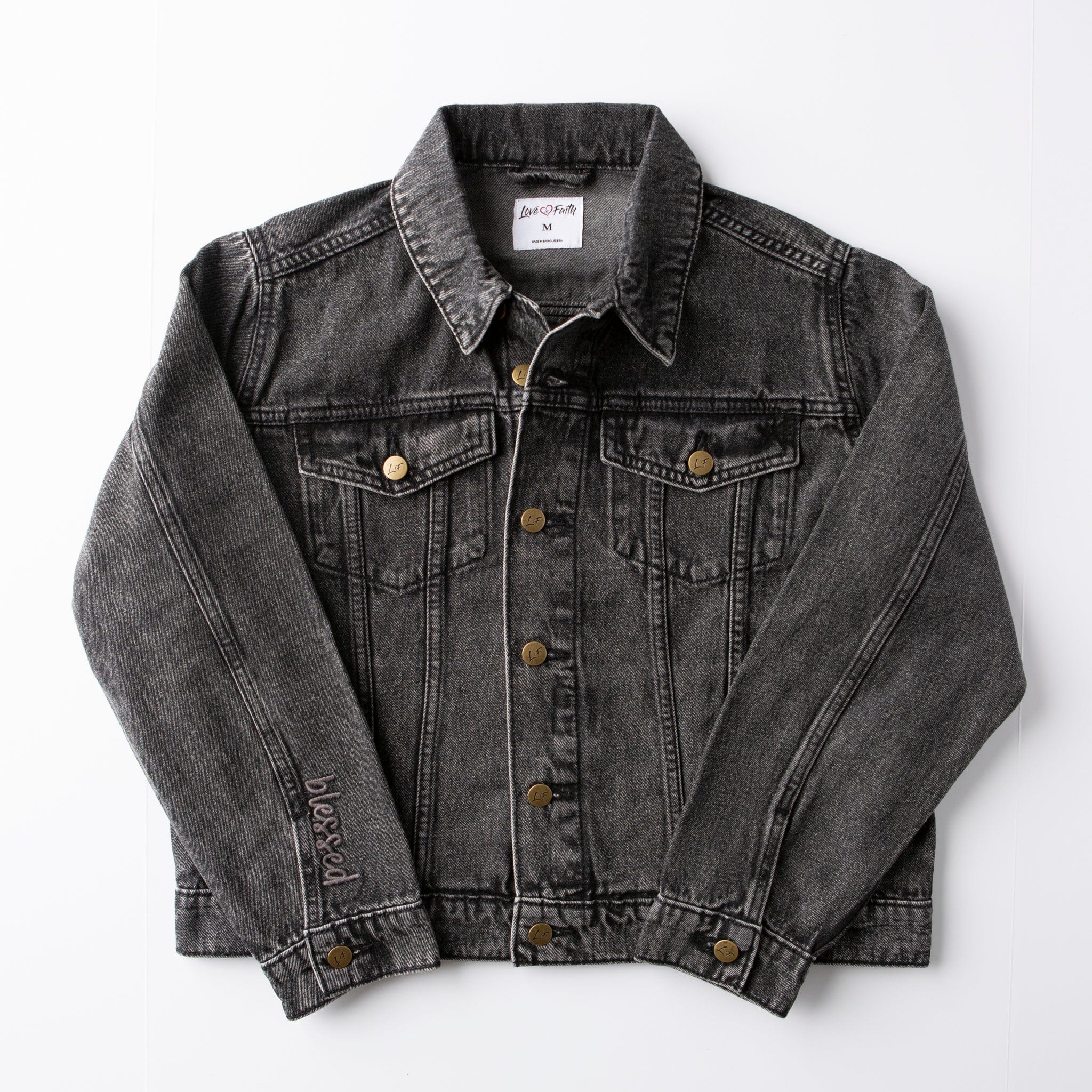 Vintage Washed Blessed Denim Jacket