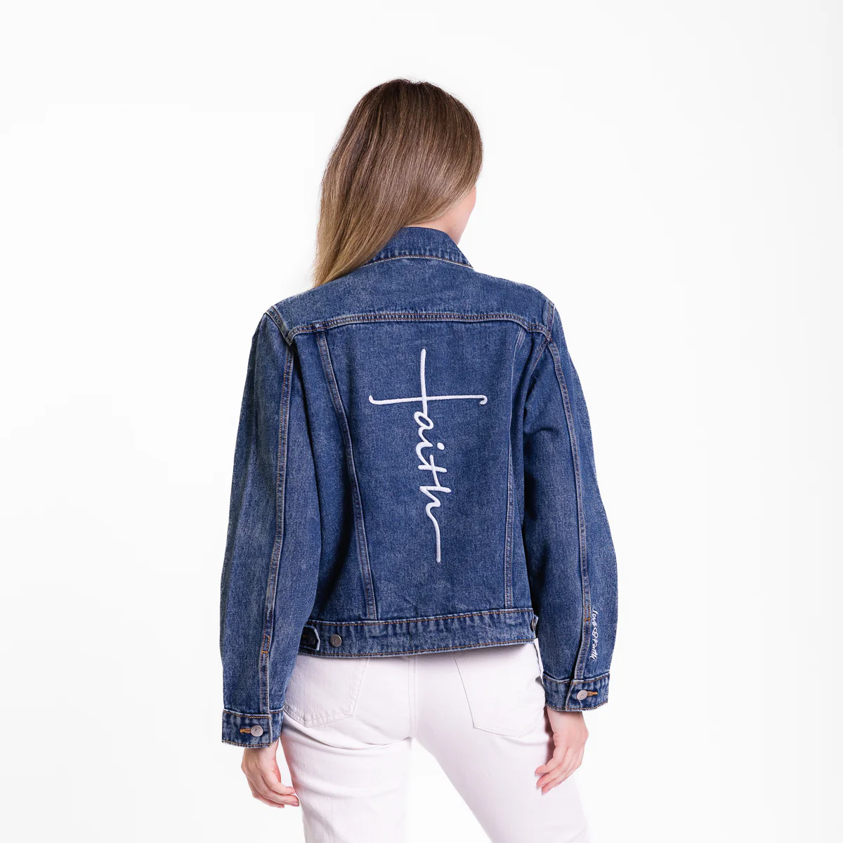 Vintage Washed Faith Cross Denim Jacket - Image 6