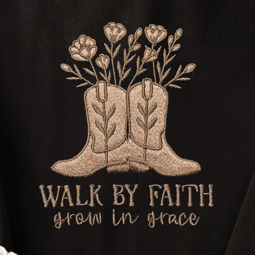Embroidered Walk by Faith Boots Sweatshirt - Image 2