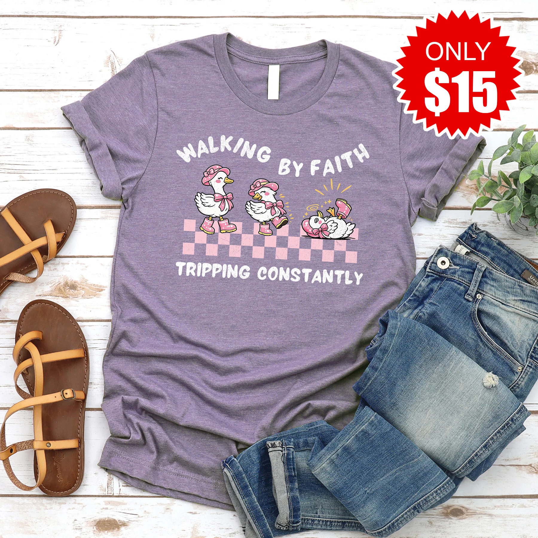 Walking By Faith Tee - Heather Deep Purple - 15