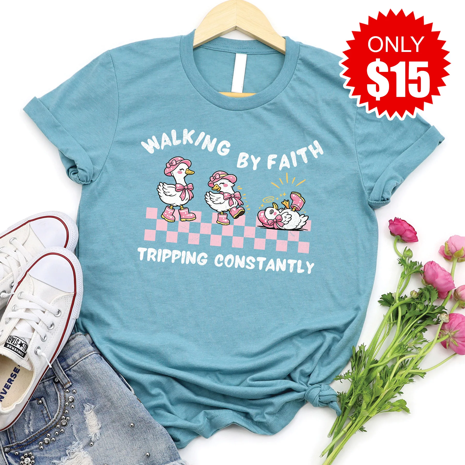 Walking By Faith Tee - Heather Lagoon - 15
