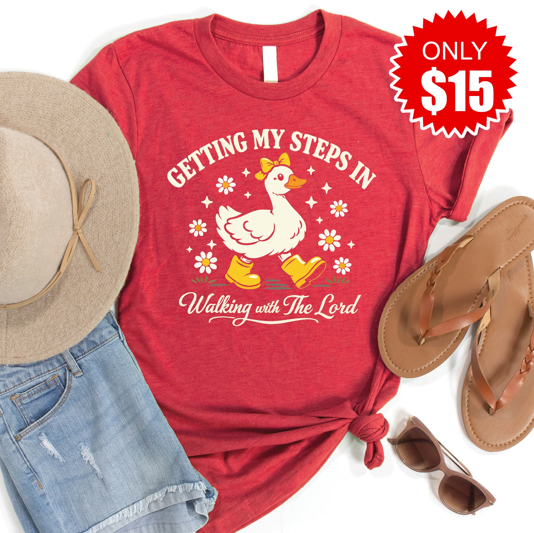 Walking with The Lord Tee - Heather Scarlet - 15