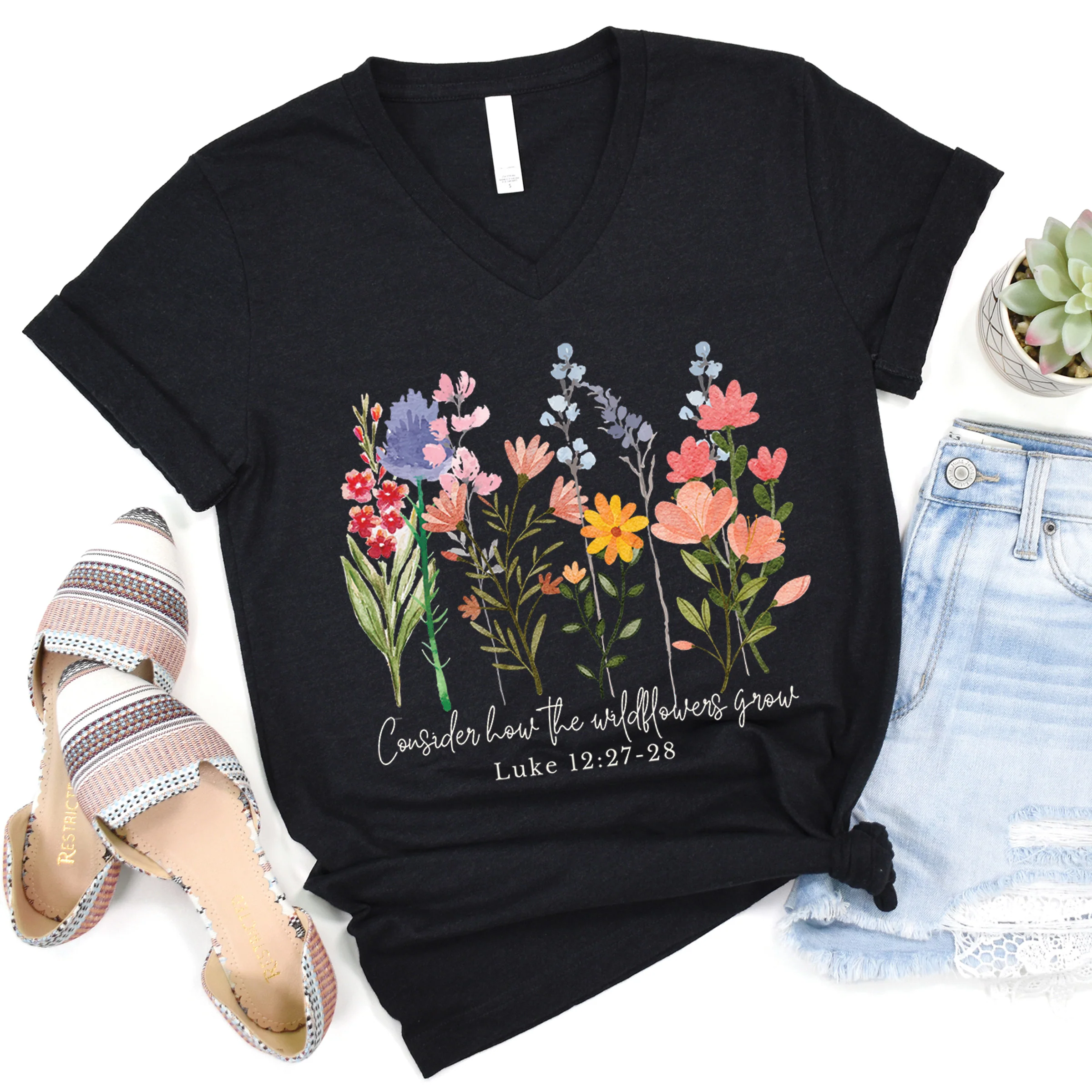 Wild Flowers Grow V-Neck - Image 3